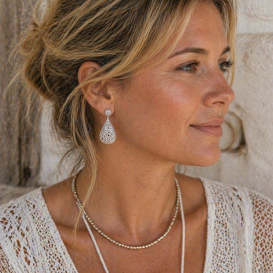 "Brusia-Tropfen". Ohrstecker. Silber 925 