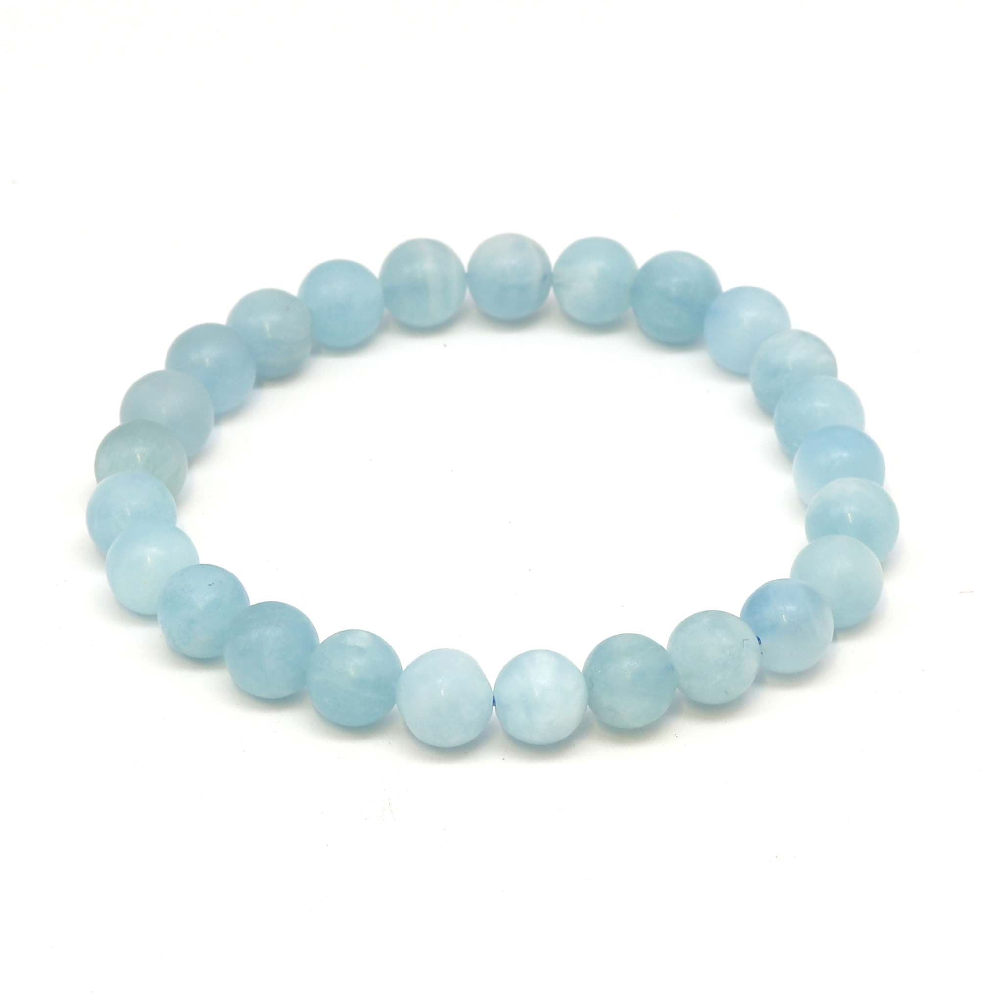 Aquamarin Kugeln  8mm Armband, 21cm (matt)
