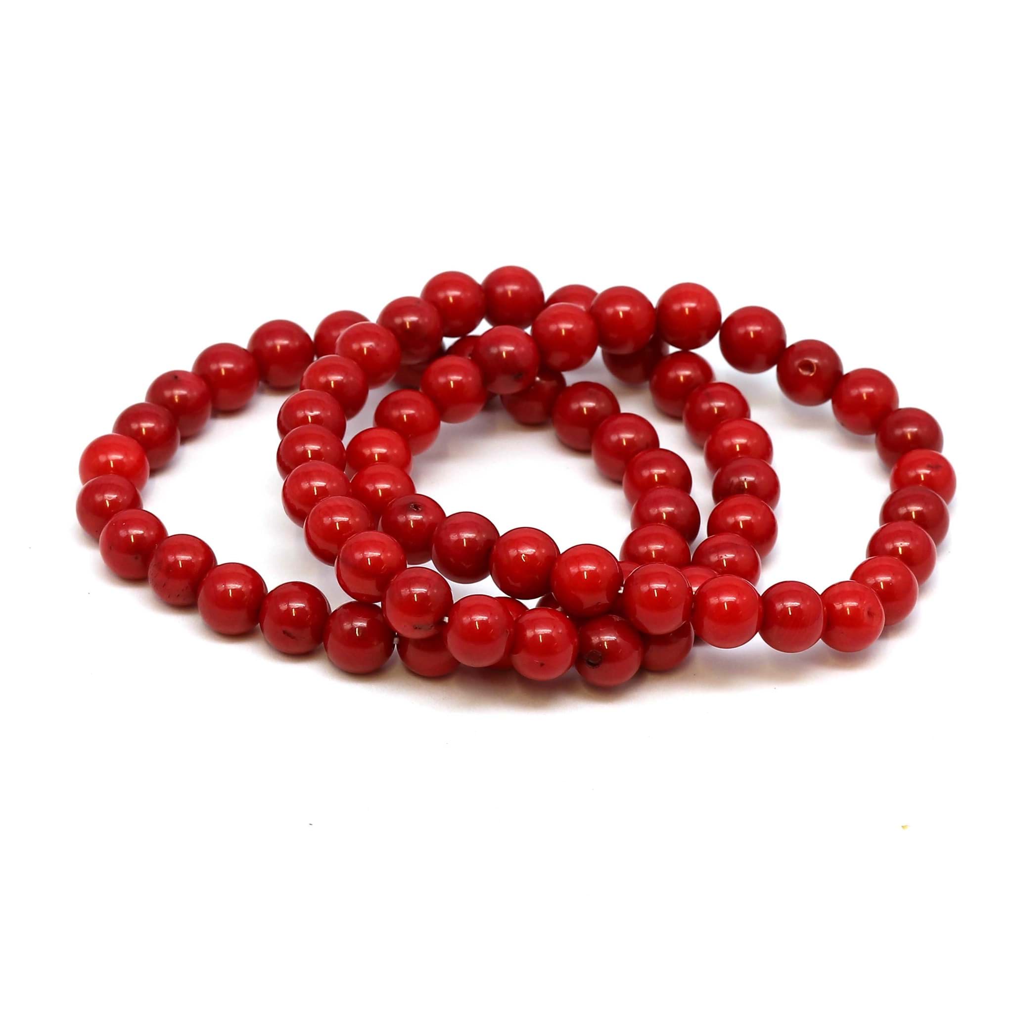 Koralle Kugeln  8mm Armband (rot gefärbt)