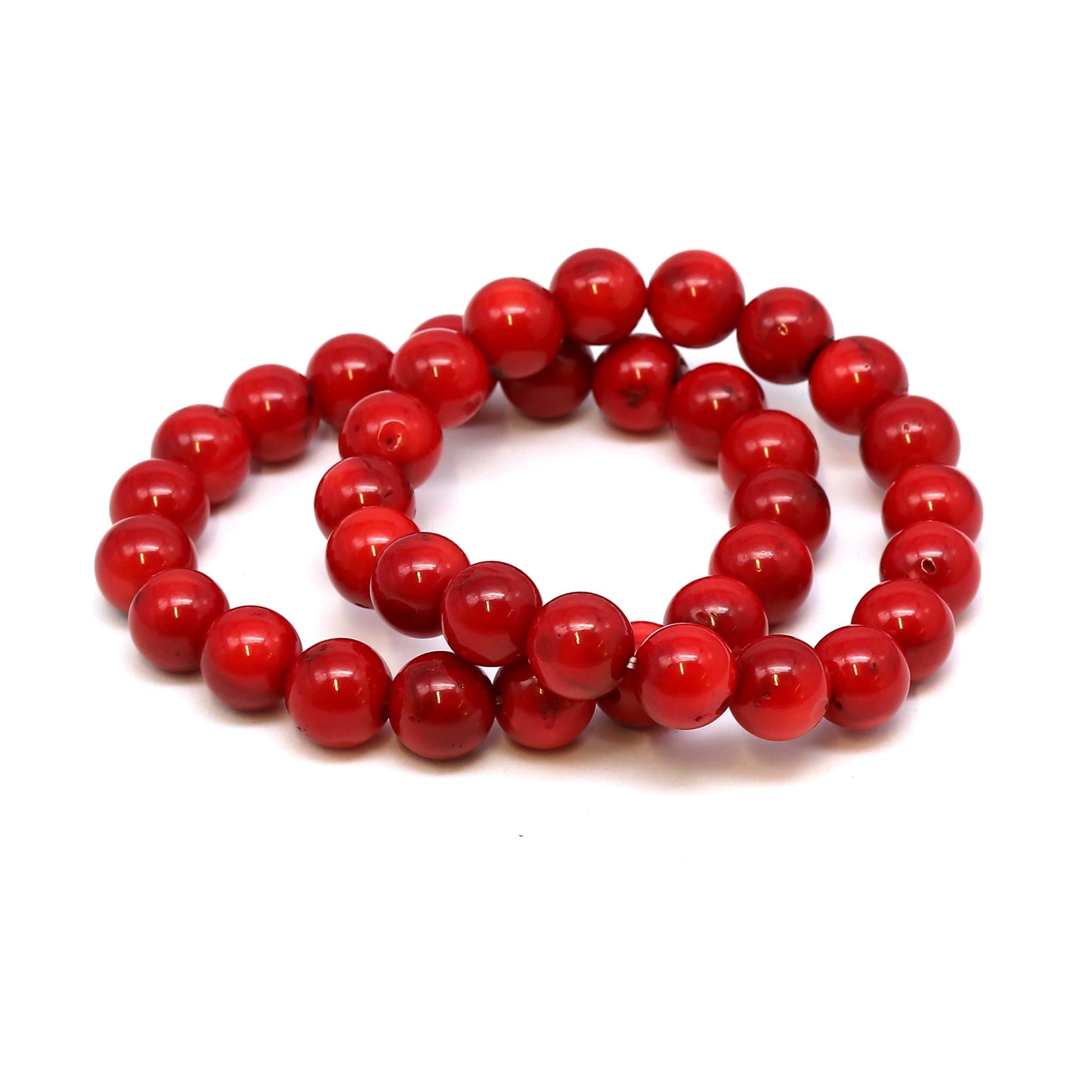 Koralle Kugeln 10mm Armband (rot gefärbt)