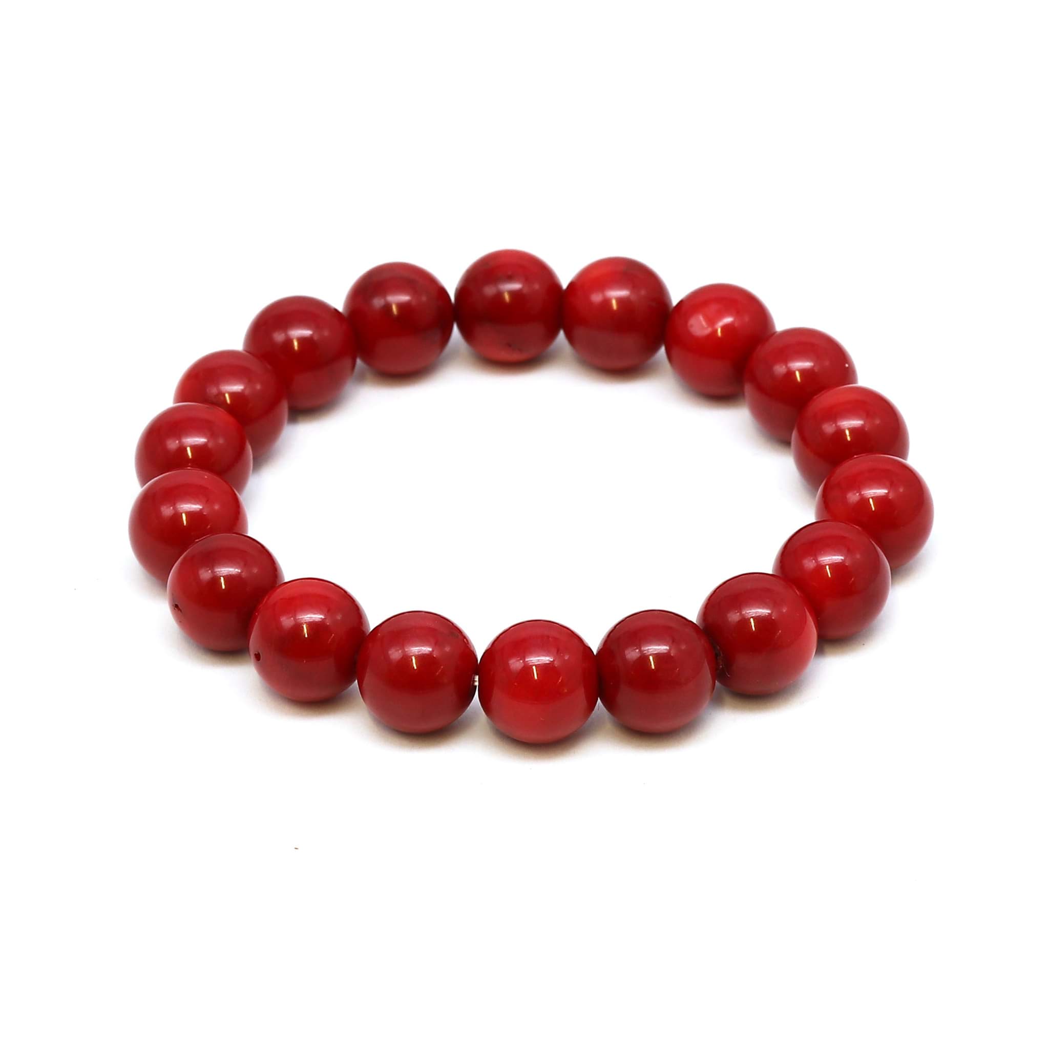 Koralle Kugeln 11mm Armband (rot gefärbt)