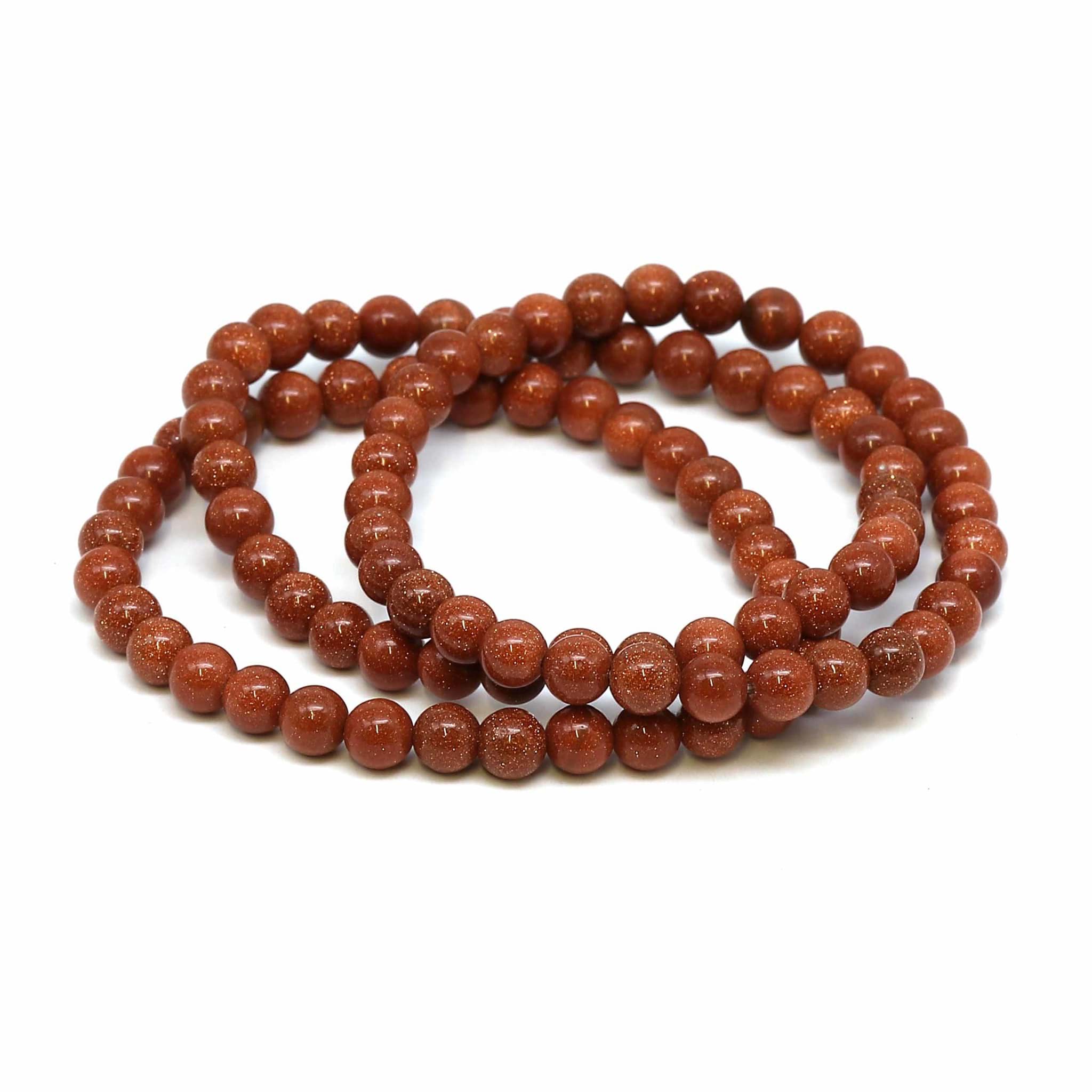 Goldfluss Kugeln  6mm Armband (rot)