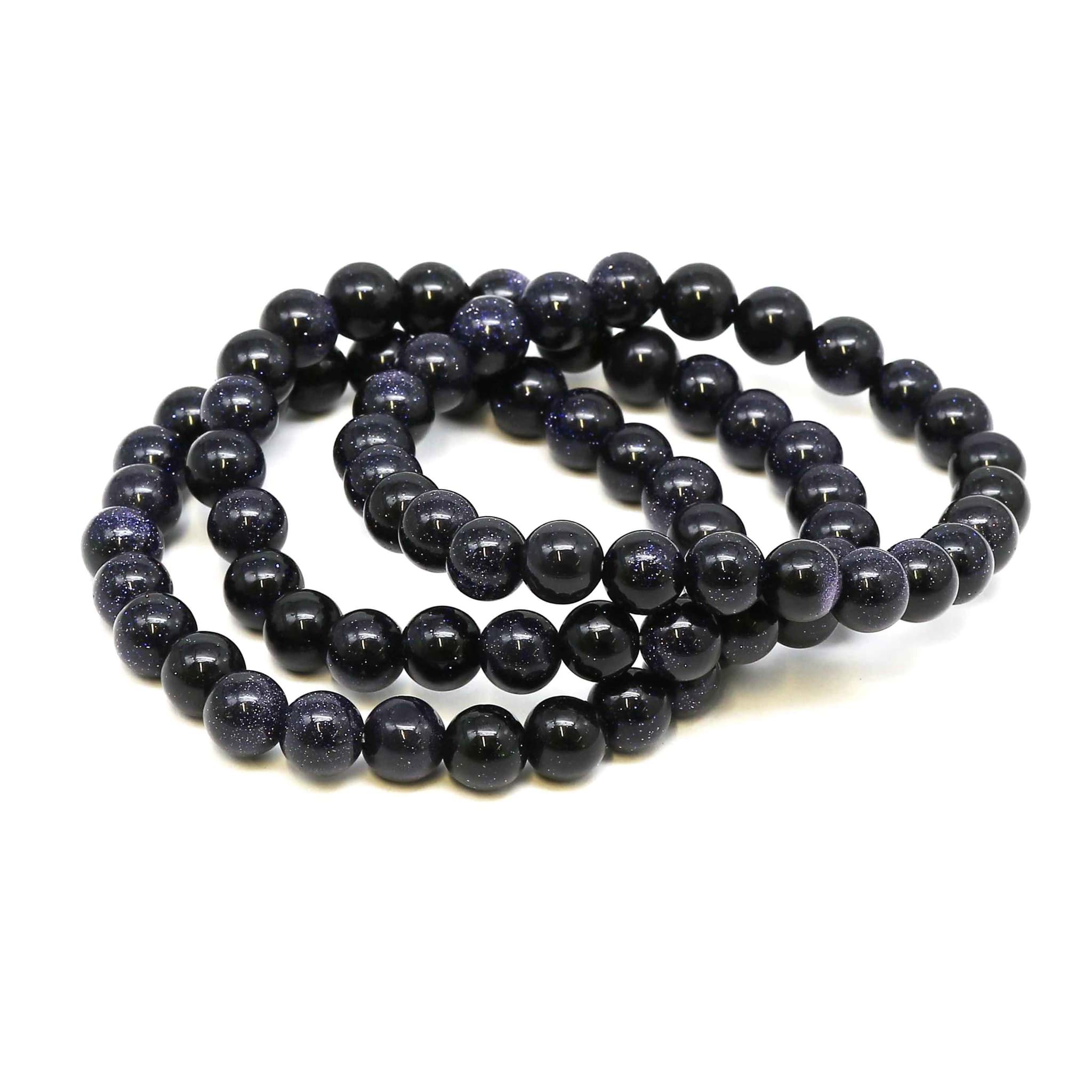 Goldfluss Kugeln  8mm Armband (blau)