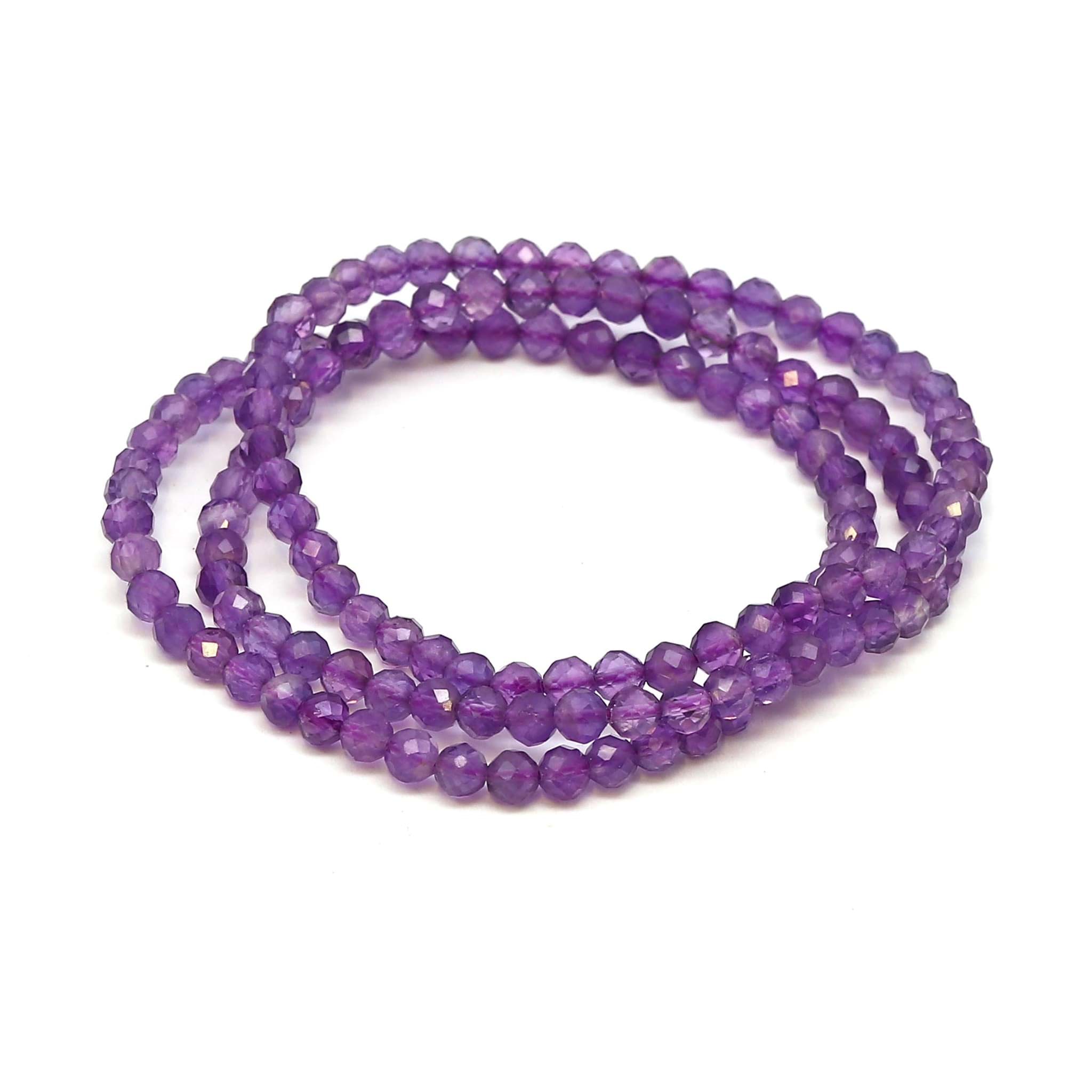 Amethyst fac. Kugeln  4mm Armband, Extra (Spezial)