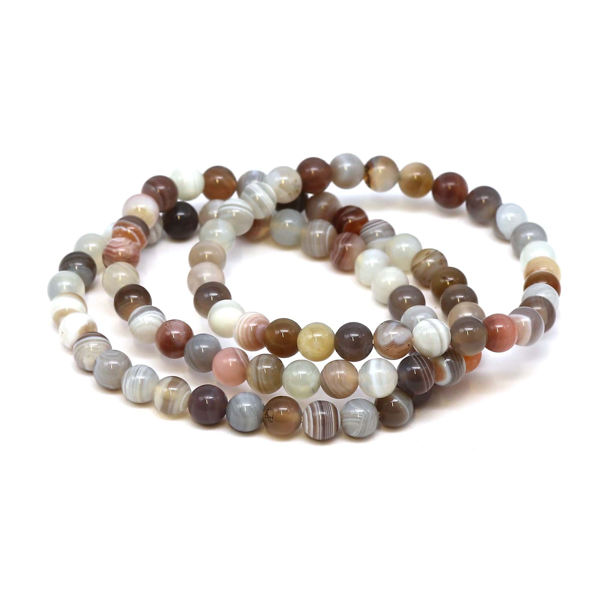 Bracelet Agate du Botswana boules 6mm