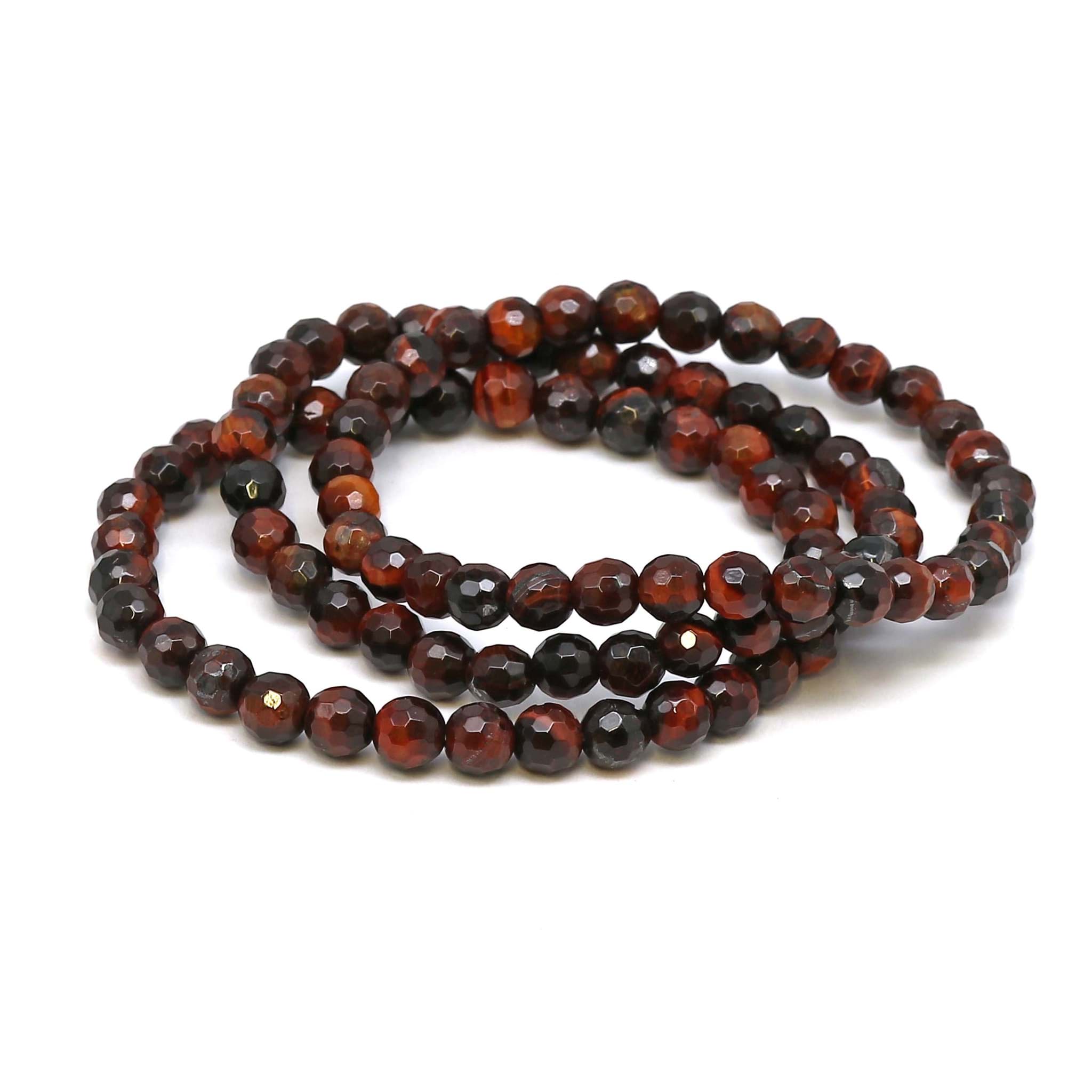 Rotes Tigerauge fac. Kugeln  6mm Armband