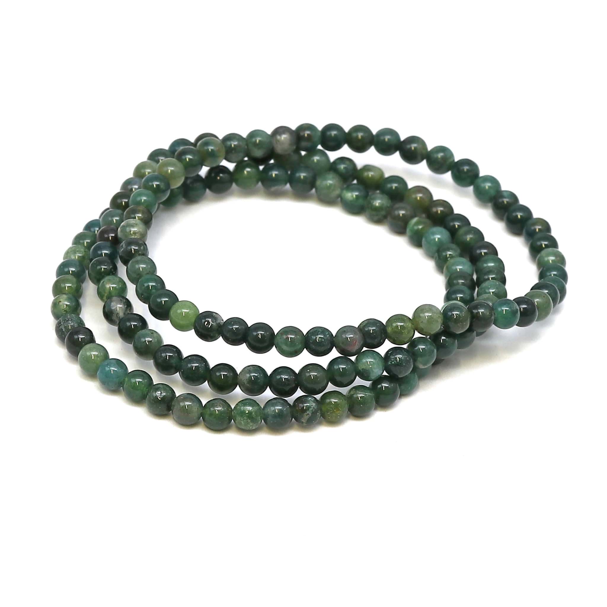 Moosachat Kugeln  4mm Armband