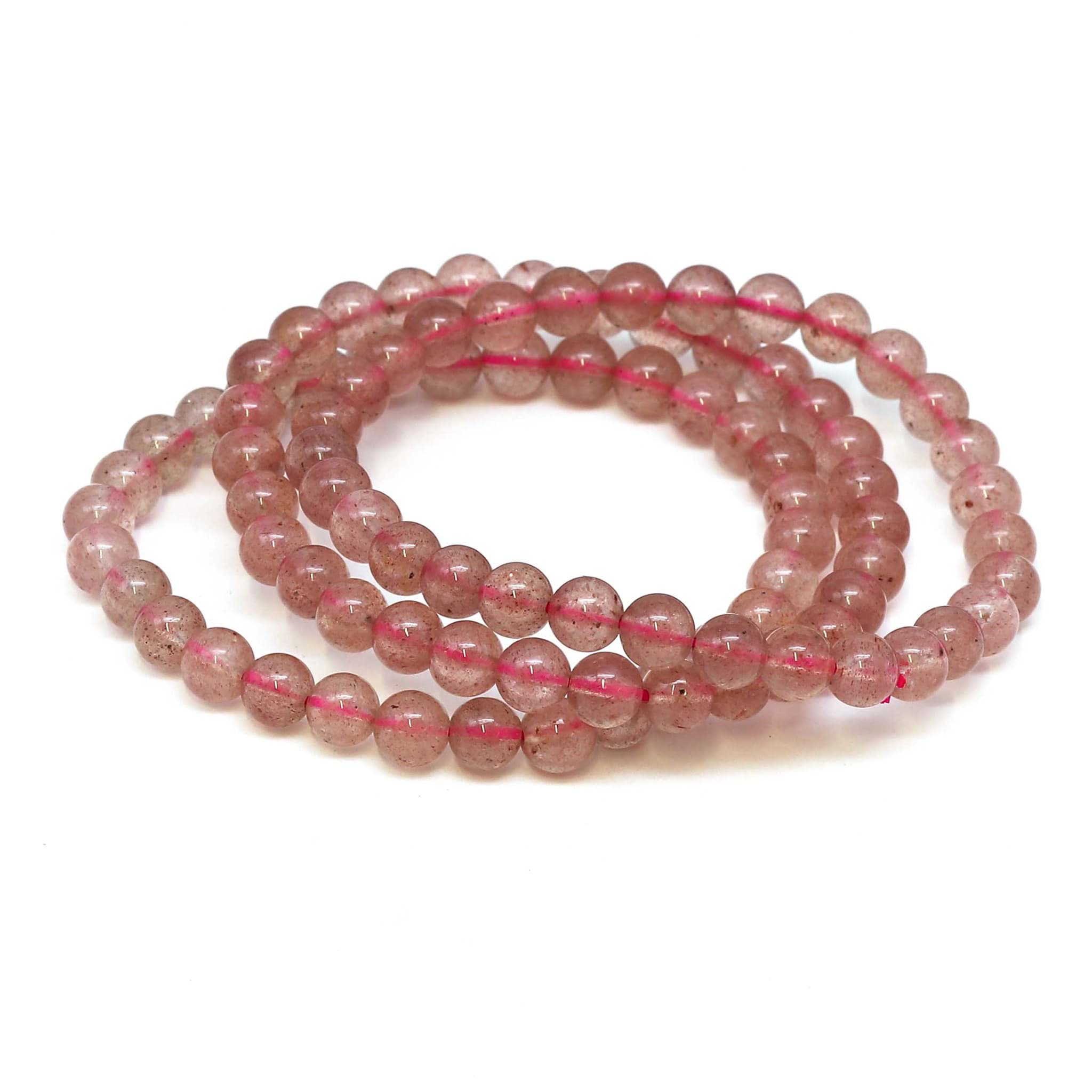 Erdbeerquarz Kugeln  6mm Armband 