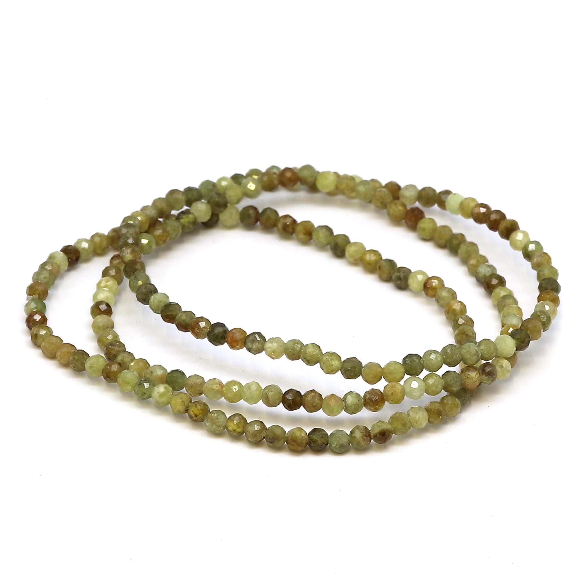 Grüner Granat fac. Kugeln  3.3mm Armband 