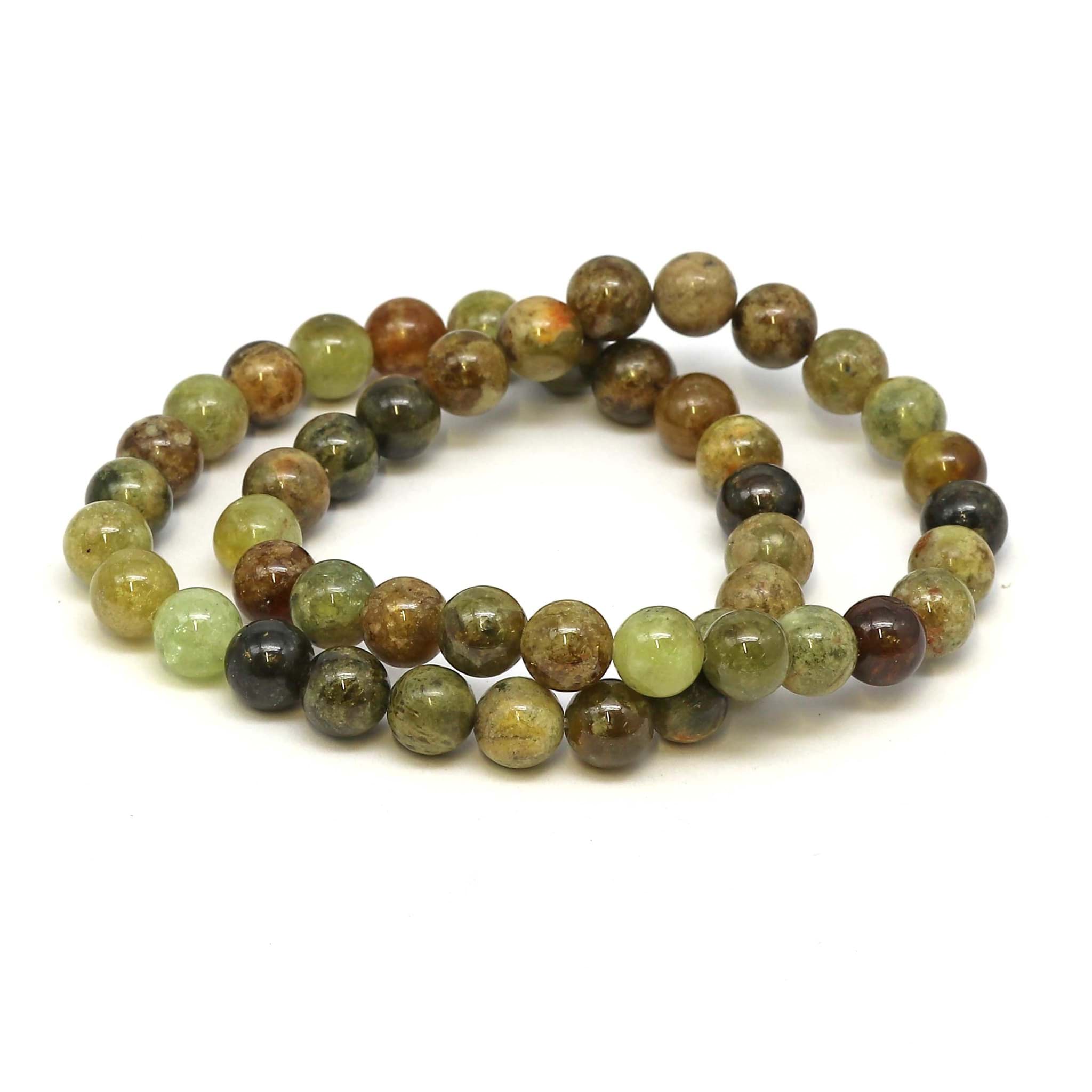 Bracciale di perline tonde verdi da 8 mm