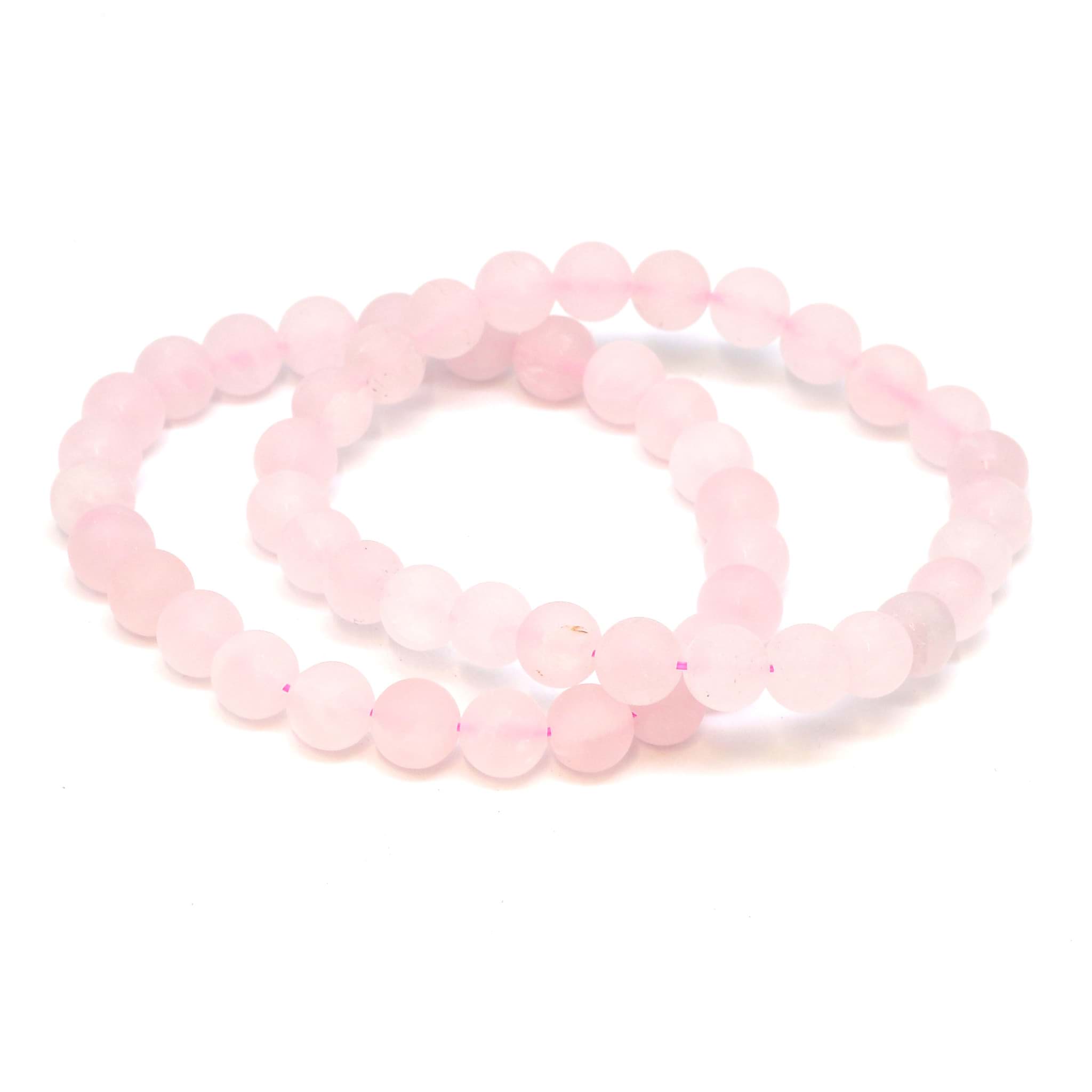 Rosenquarz Kugeln  8mm Armband, matt