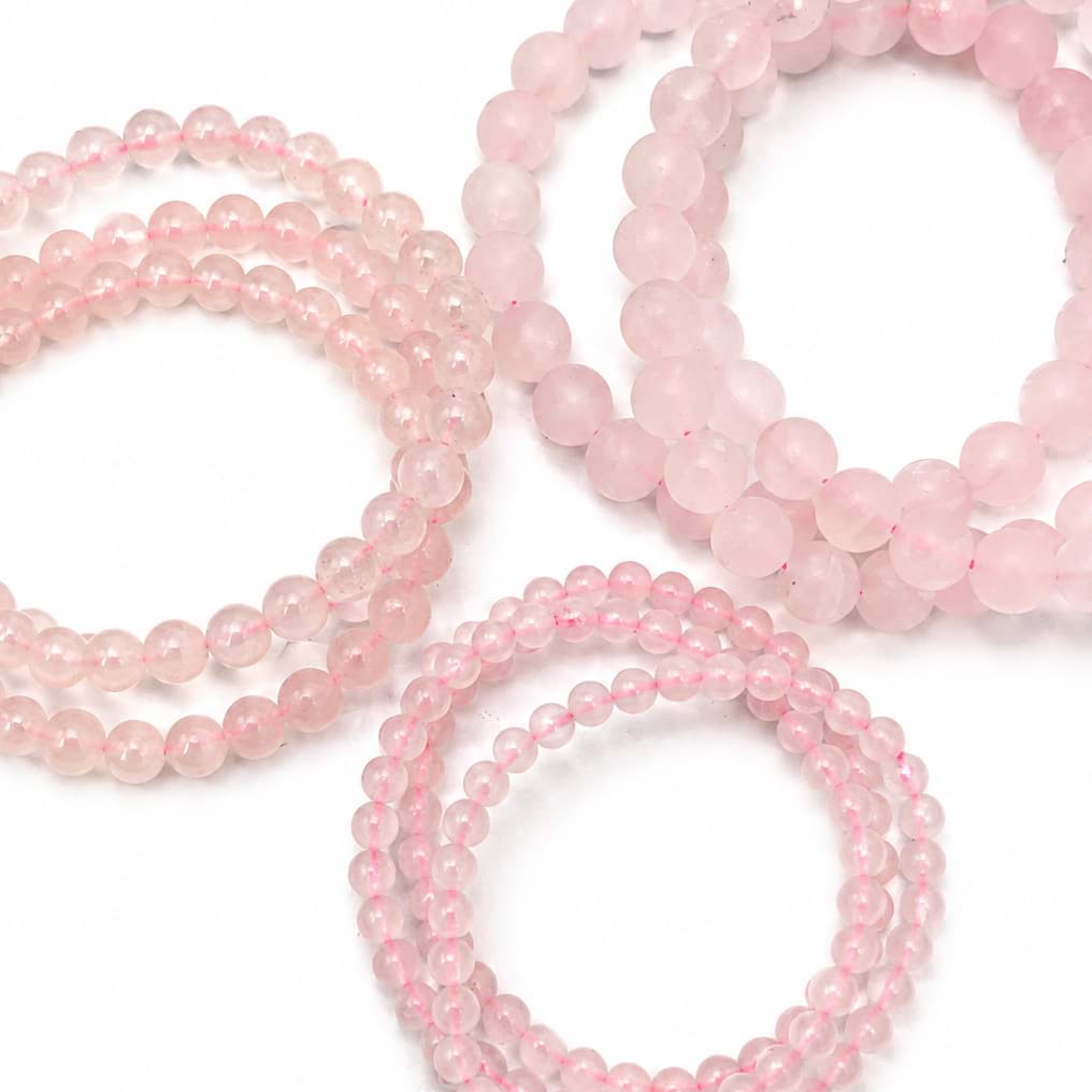Rosenquarz Kugeln Armbänder, Familien-Set