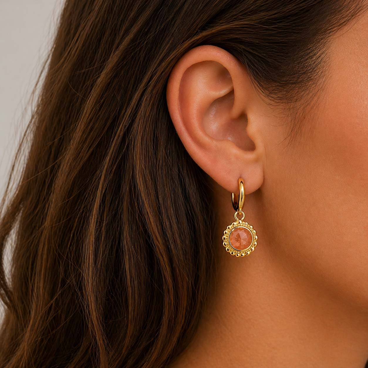 "fac. Cabochon 11x5mm" Anhänger für Kreolen, Silber 925 vergoldet