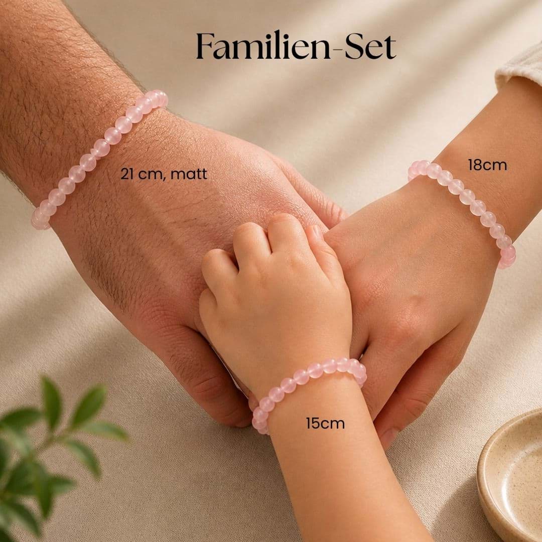 Rosenquarz Kugeln Armbänder, Familien-Set