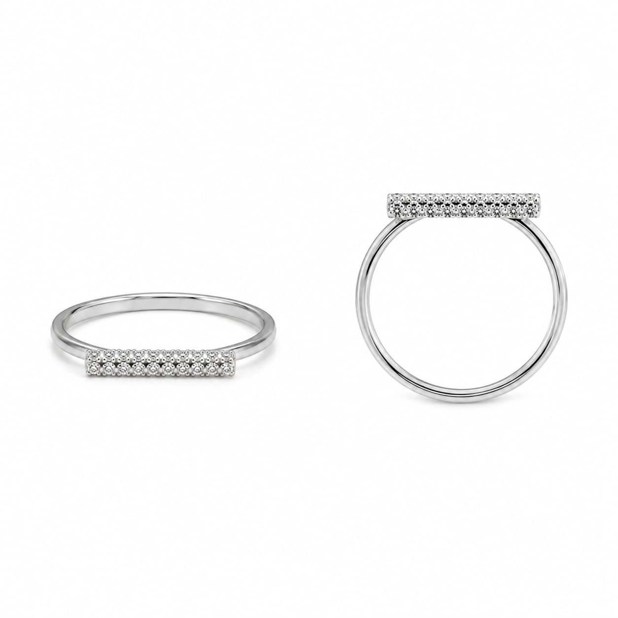 Barre 11x2mm con anello in CZ, argento 925