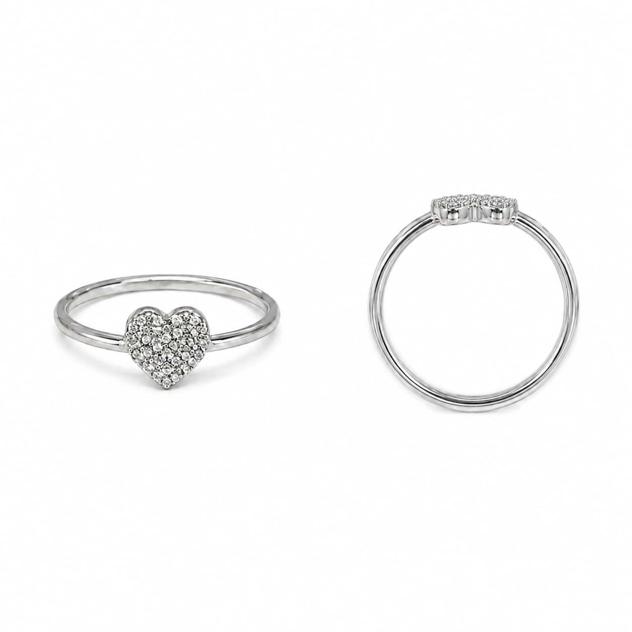 Cuore di polvere di stelle 7 mm con anello in CZ, argento 925