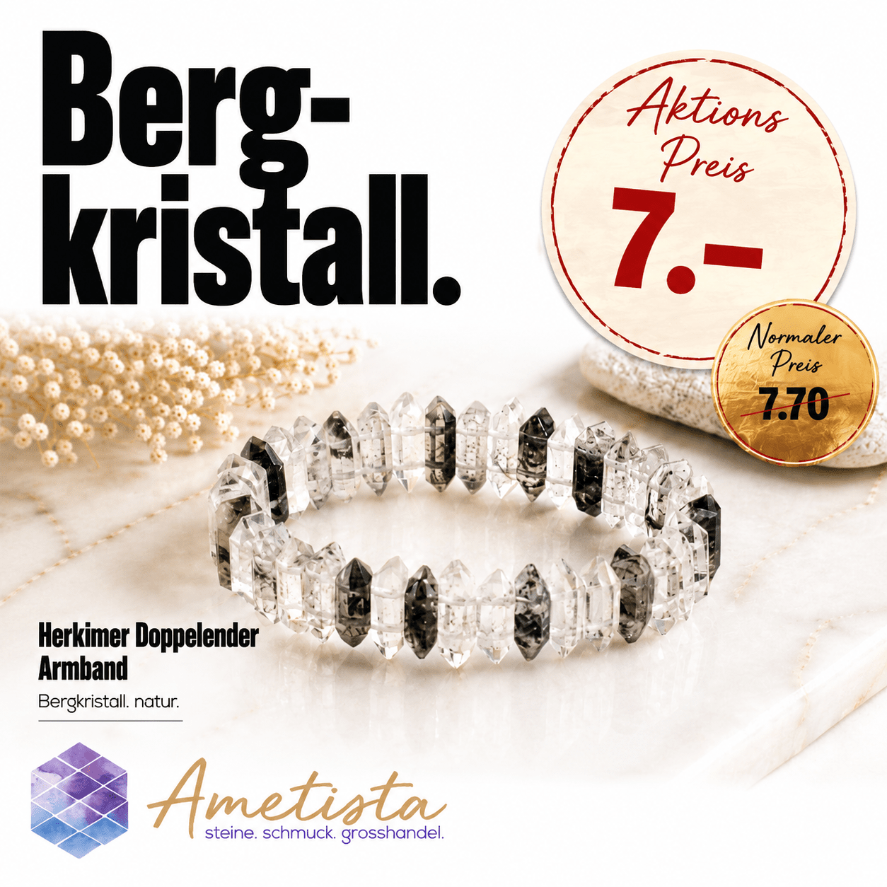 Bergkristall Herkimer Armband