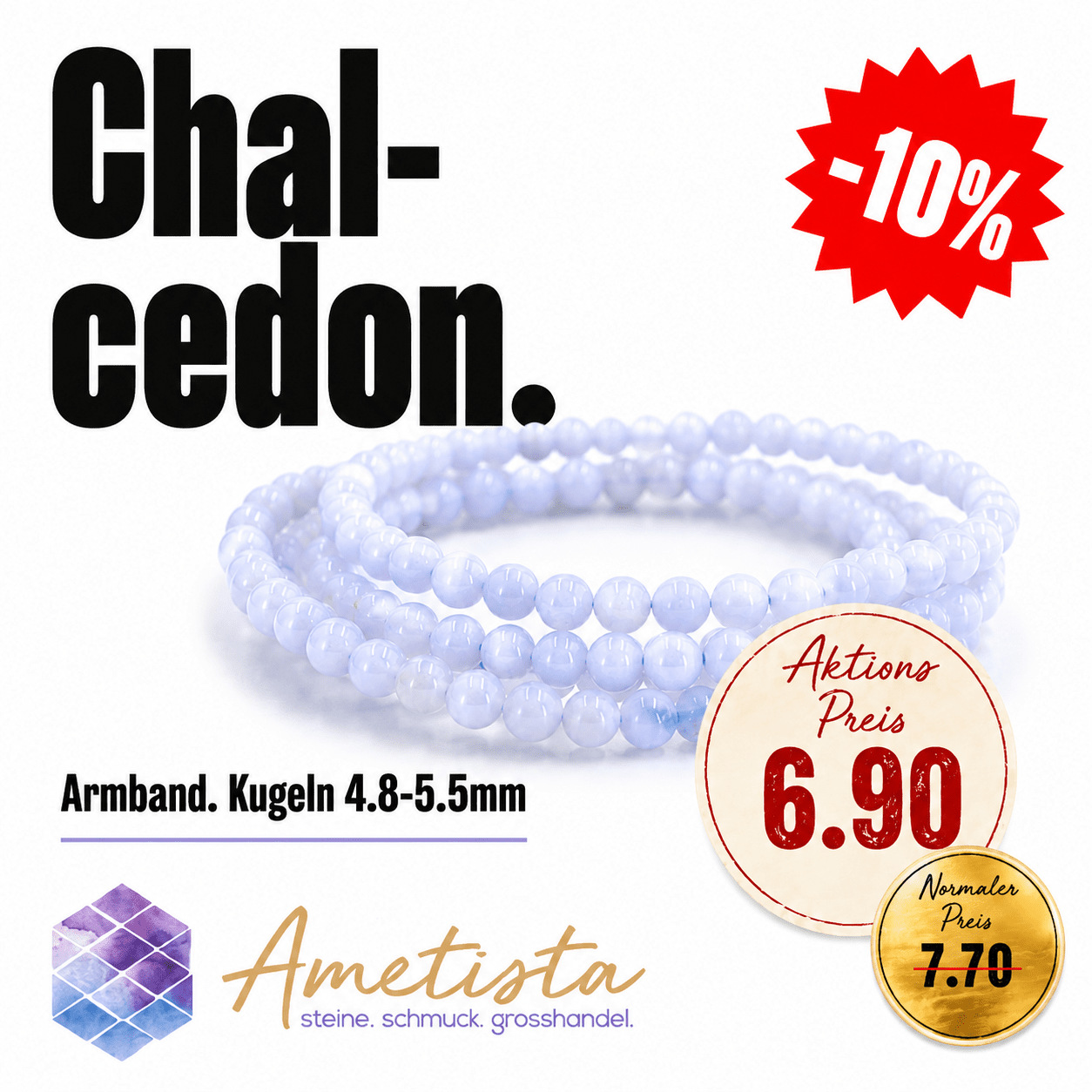 Chalcedon Kugeln  4.8-5.5mm Armband