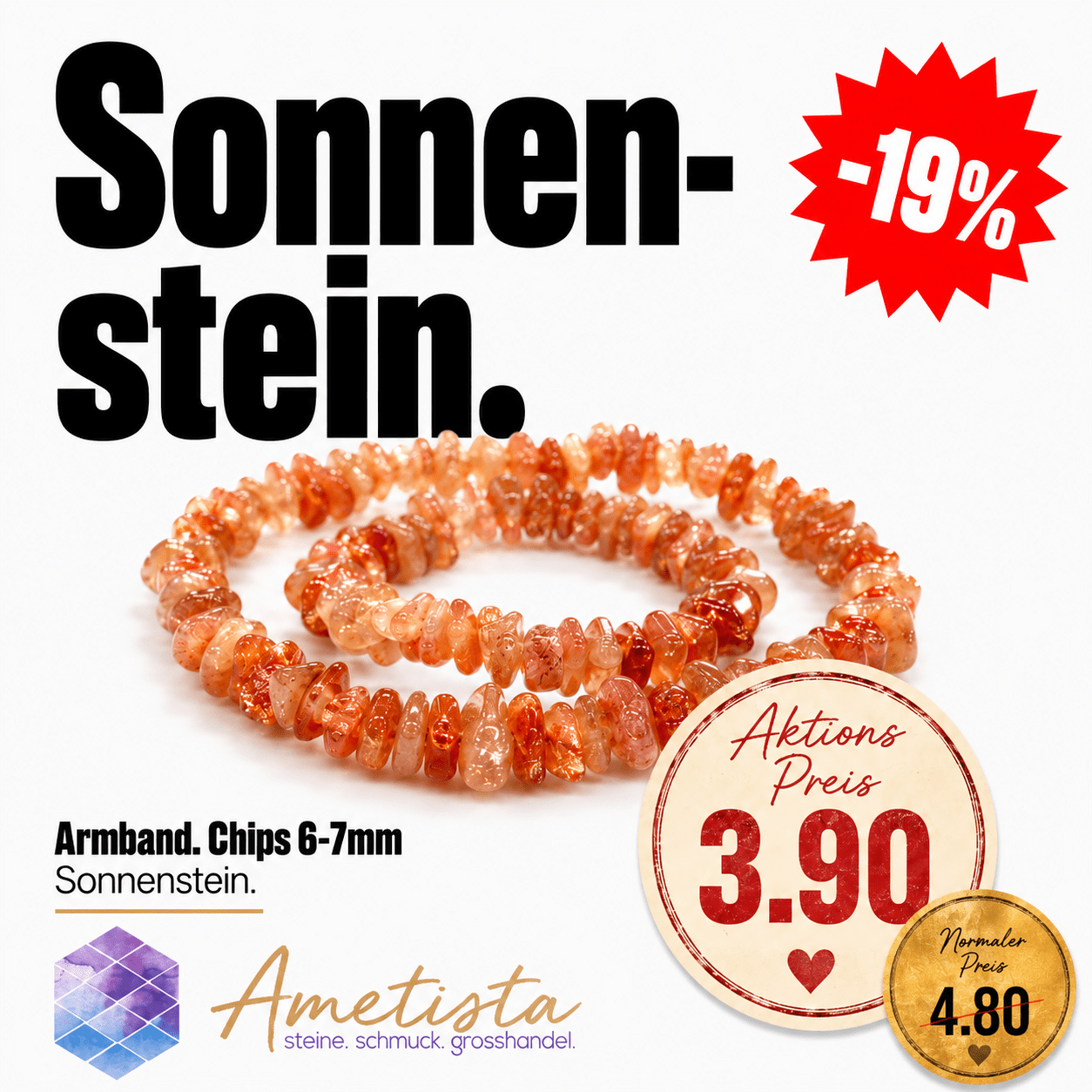 Sonnenstein Chips  6-7mm Armband Extra