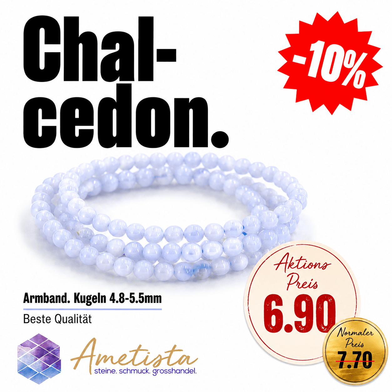 Chalcedon Kugeln  4.8-5.5mm Armband