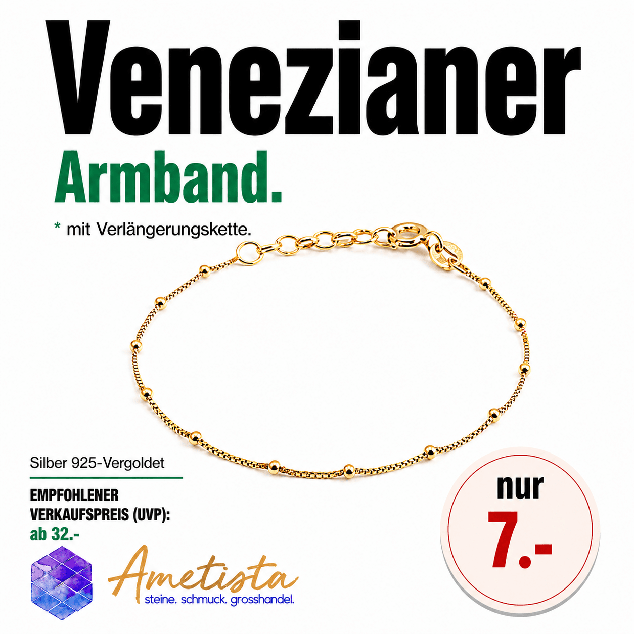 "Venezianer". Armband. Silber 925-Vergoldet