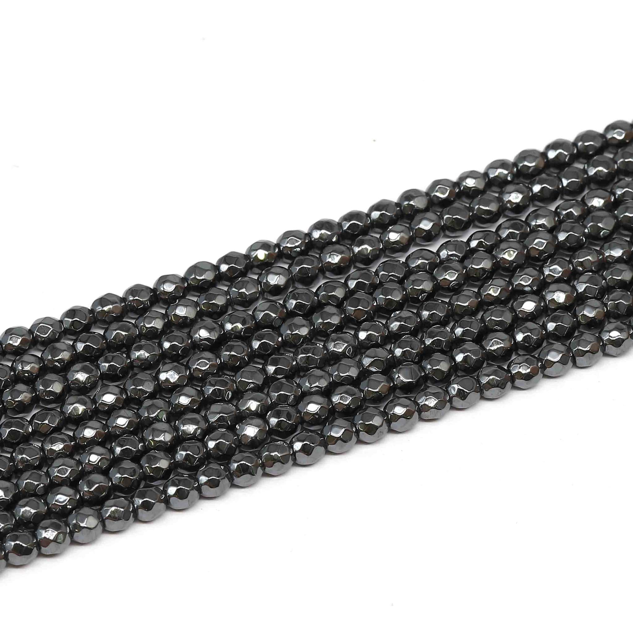 Hämatit Kugel fac.  4mm Strang