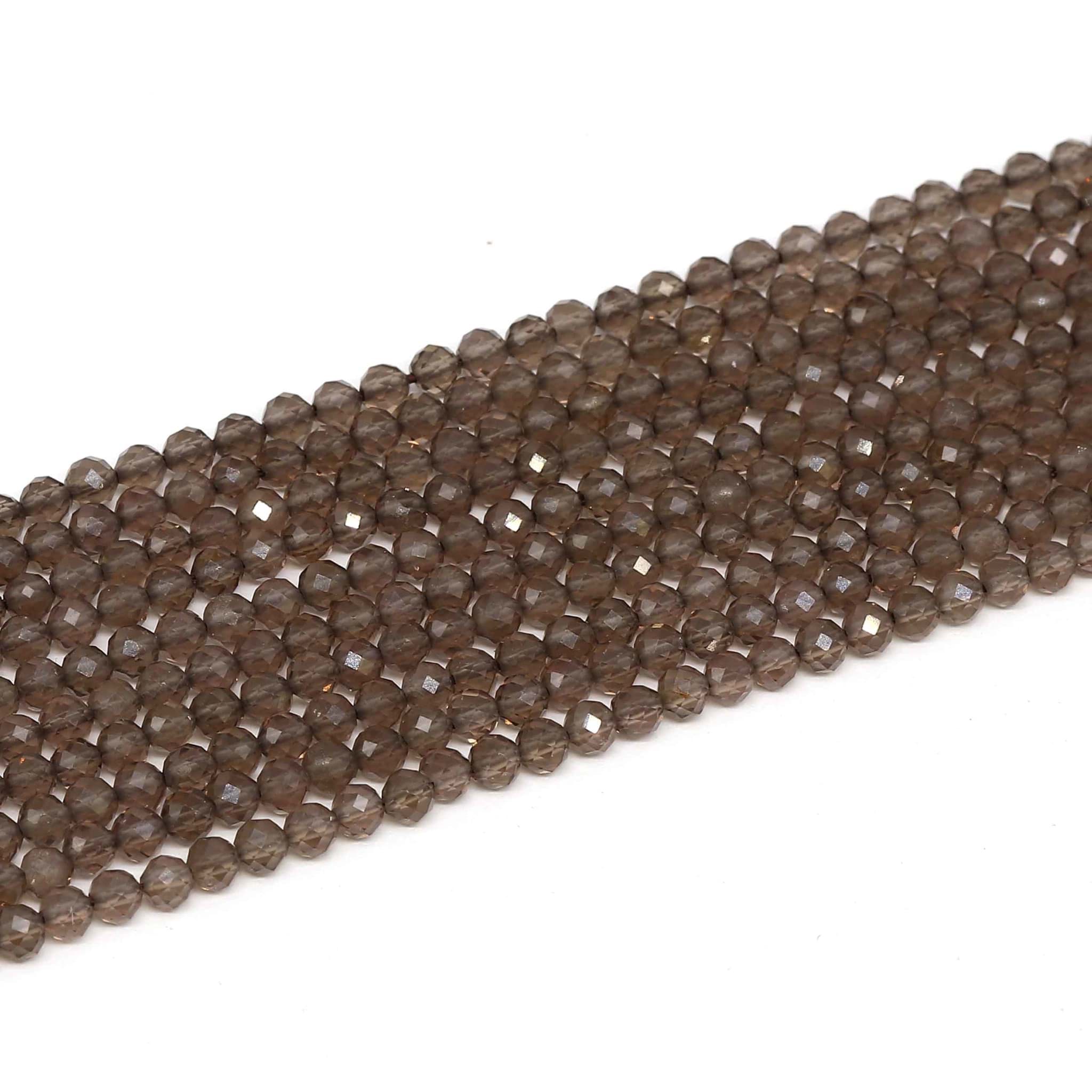 Rauchquarz fac. Kugeln  3mm Strang