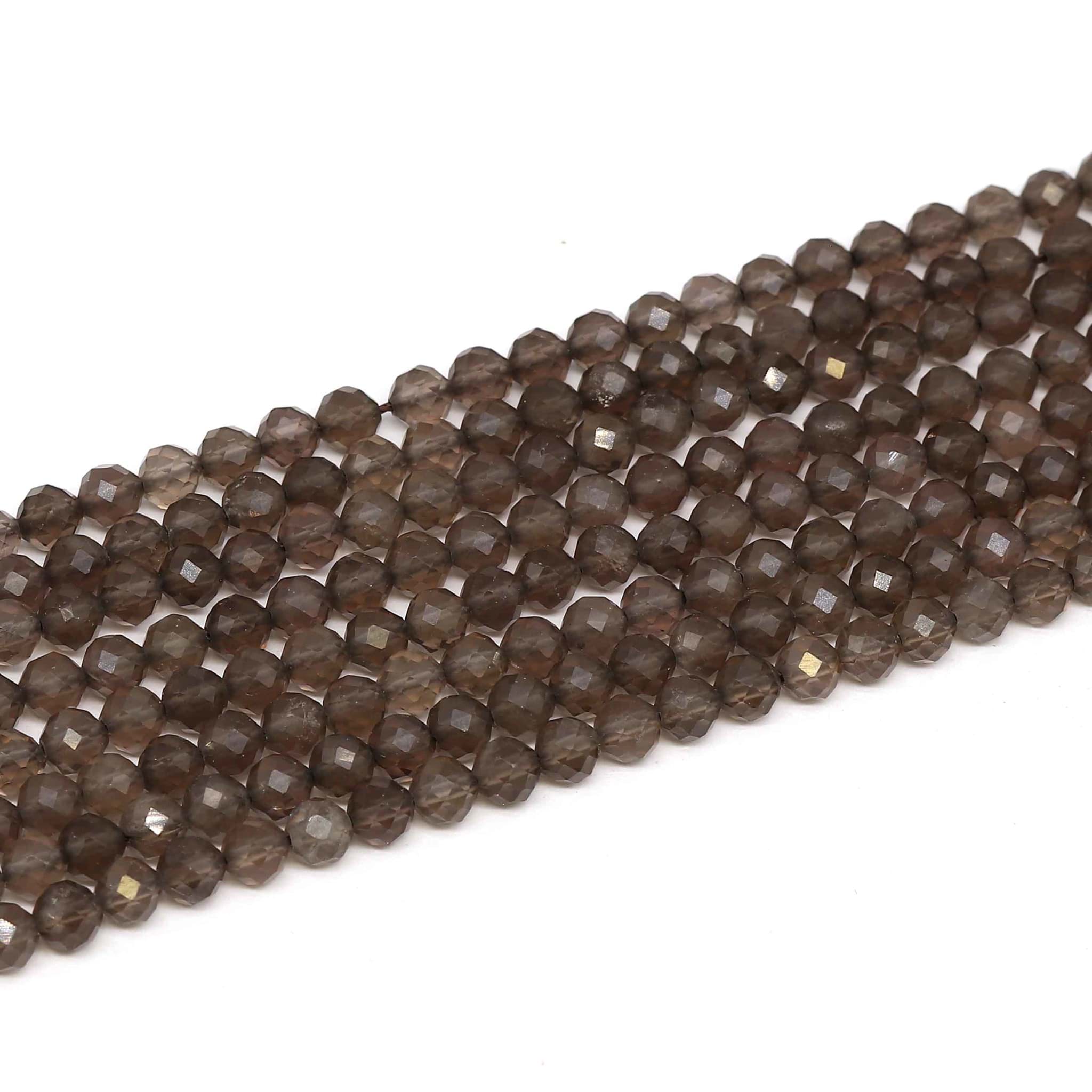 Rauchquarz fac. Kugeln  4mm Strang