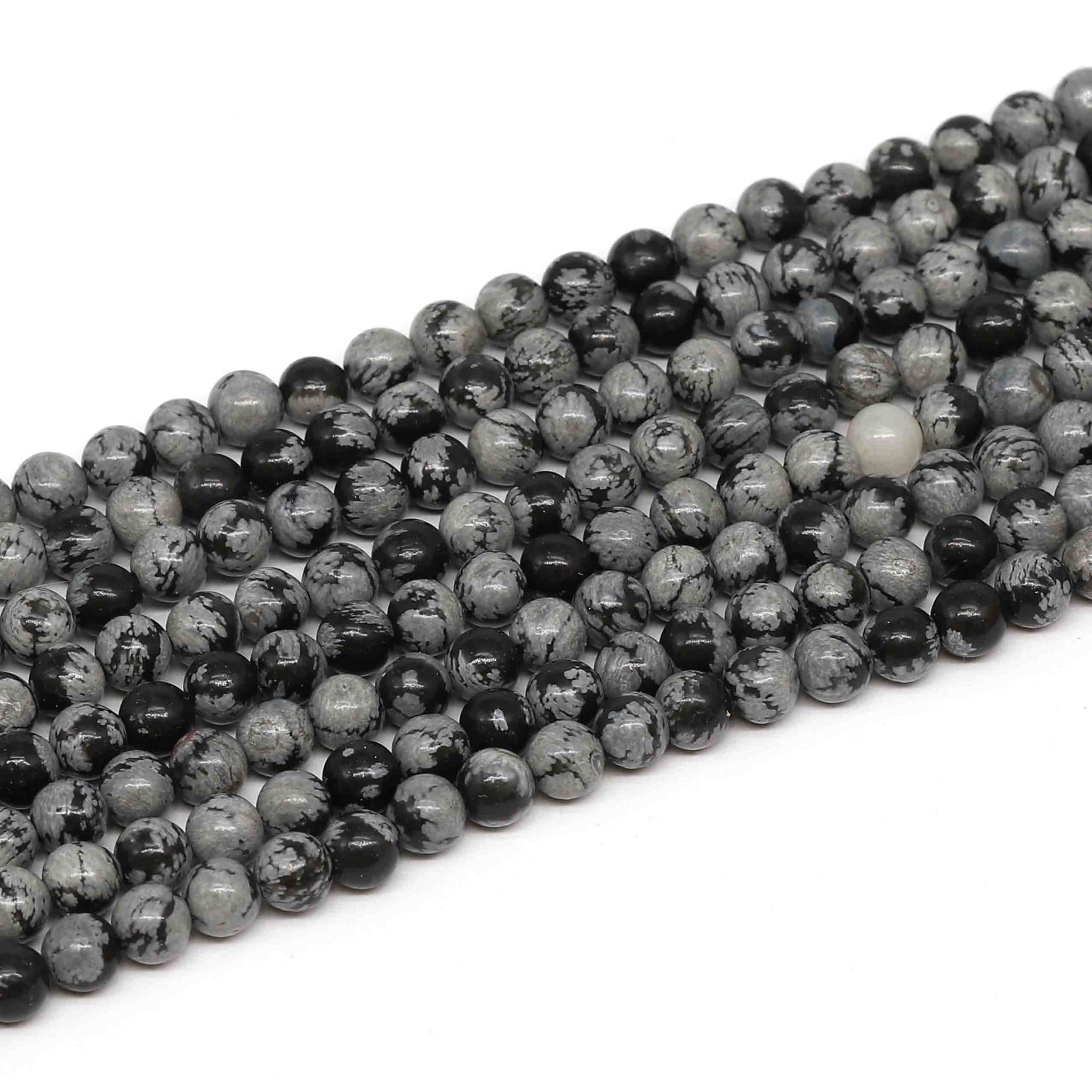 Schneeflocken Obsidian Kugeln  4mm Strang