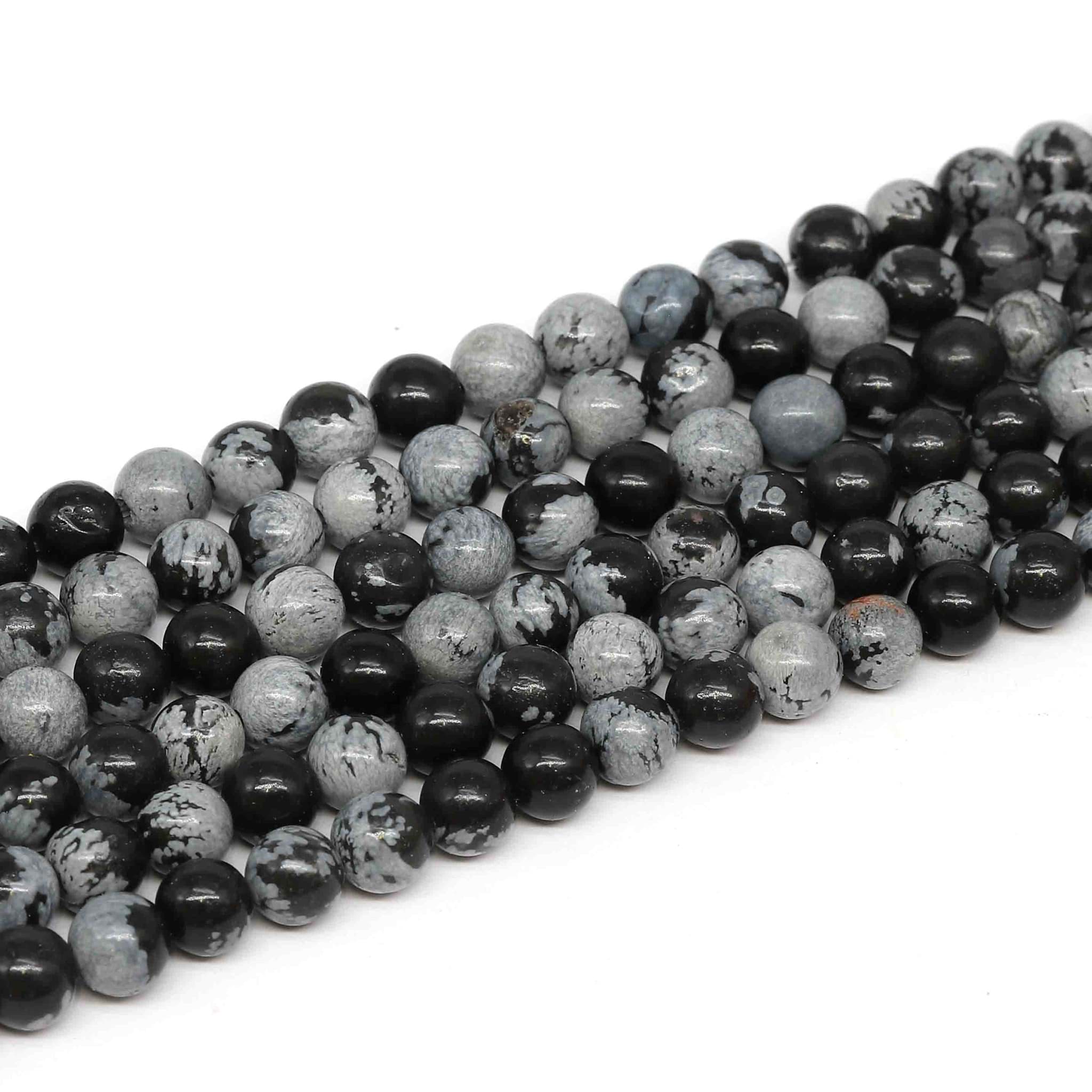 Schneeflocken Obsidian Kugeln  6mm Strang