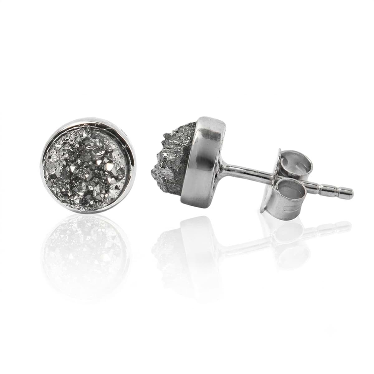 "Druzy". Achat. Ohrstecker. Silber 925, rhodiniert
