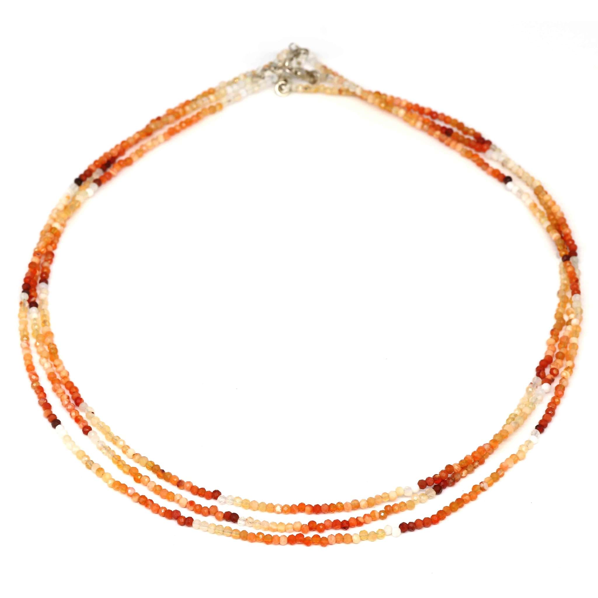 Feueropal fac. Kugeln  2.5mm Halskette mit Silberverschluss