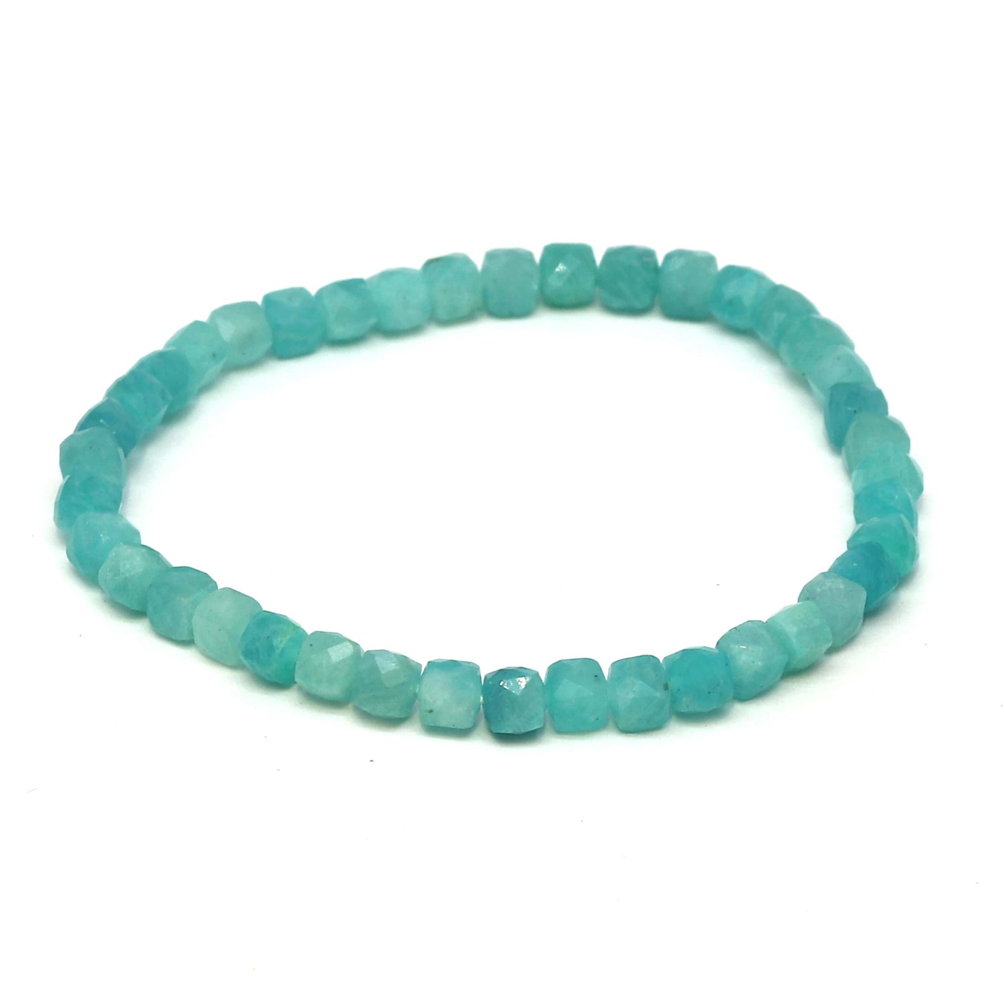 Amazzonite sfaccettata. Bracciale cubo 4 mm 