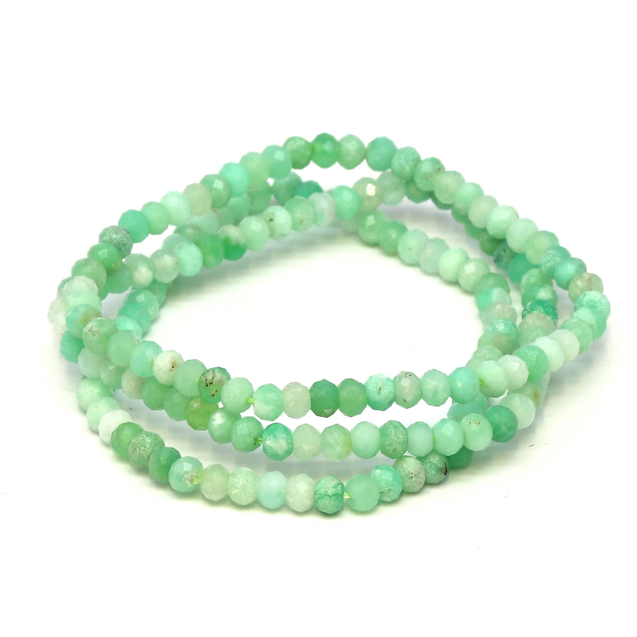 Chrysopras fac. Button  4mm Armband (Diamond Cut)