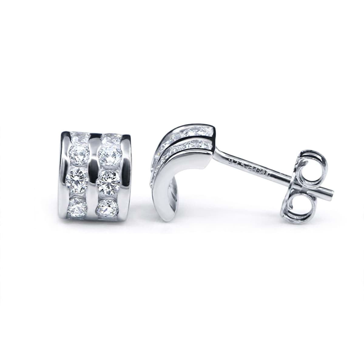 "Halbkreis". CZ. Ohrstecker. Silber 925