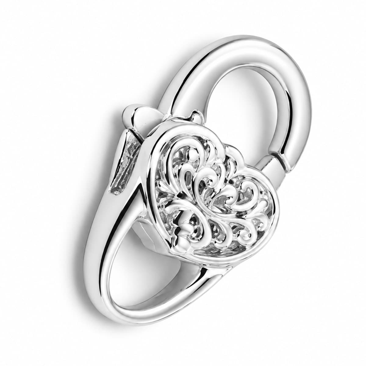 Mousqueton coeur 19mm, argent 925, clair