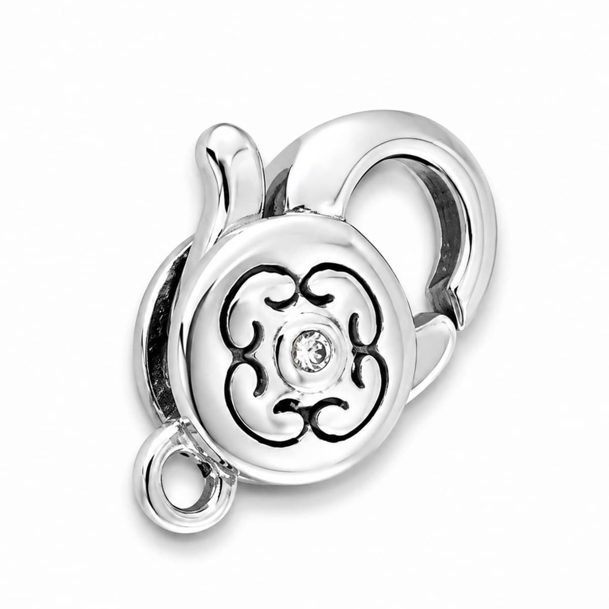 Fermeture Fleur Mousqueton orné 15x10mm, Argent 925 
