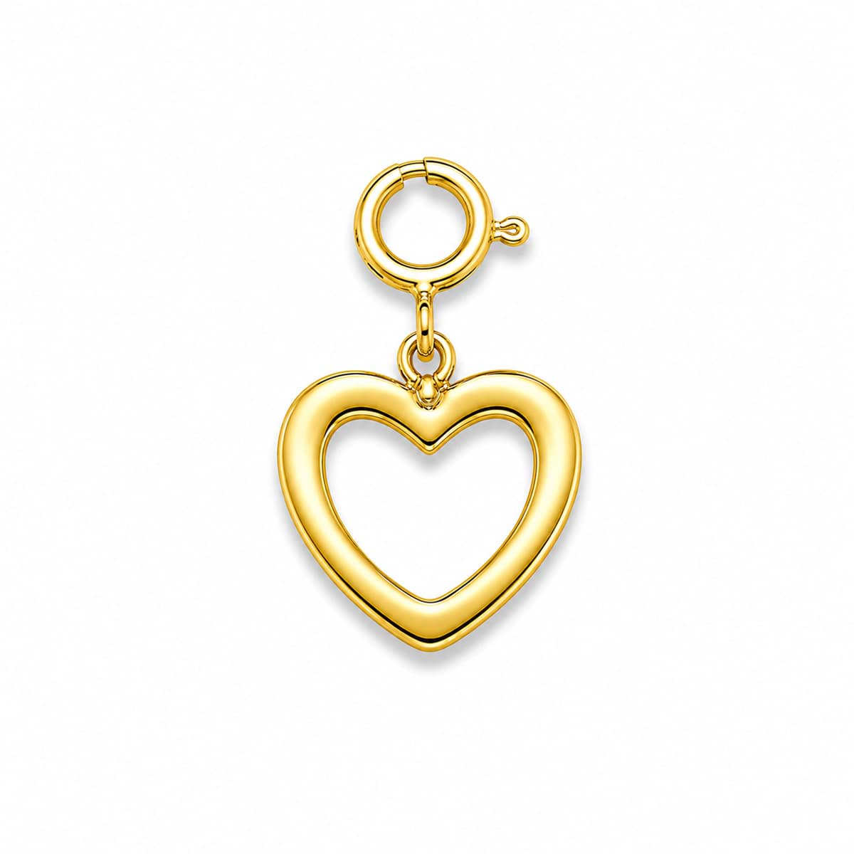 Charm Herz 12mm mit Federring, Silber vergoldet