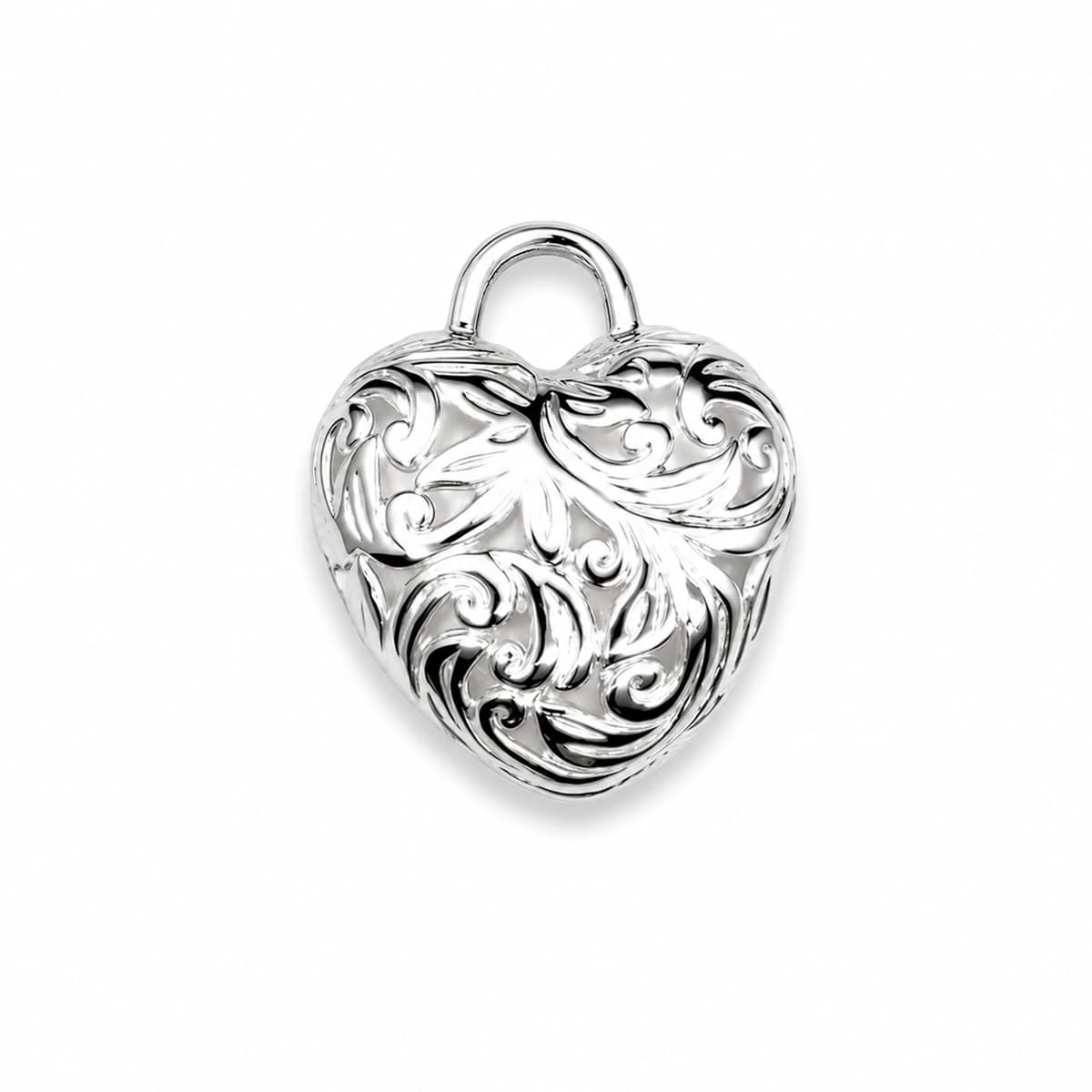 Charm cuore 20 mm cesellato, argento 925