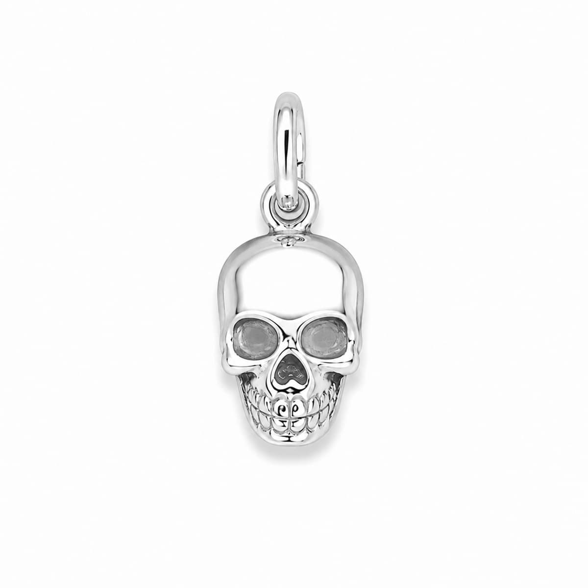 Charm Schädel 10mm mit Federring, Silber 925