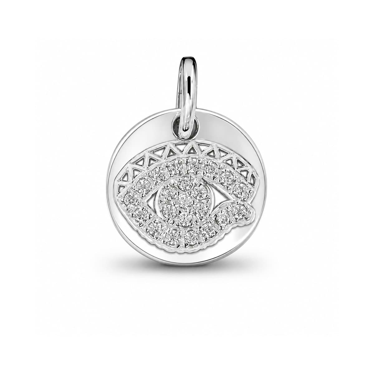 Fatima Eye 11.5mm Stardust Pendentif, Argent 925