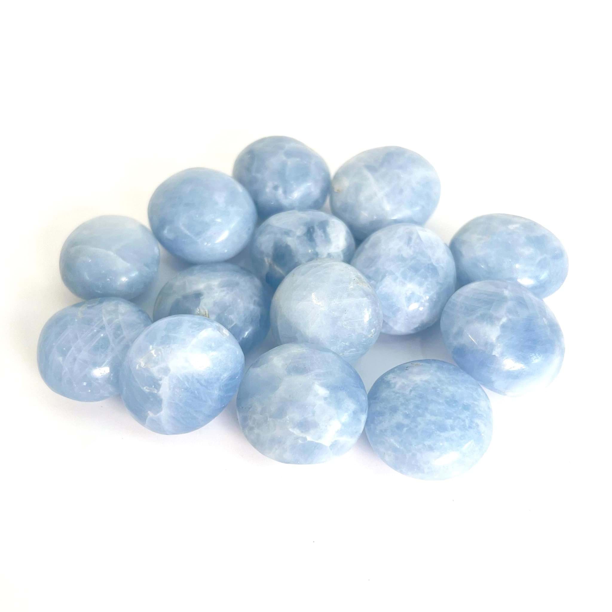 Blauer Calcit Trommelsteine (VE: 250g)
