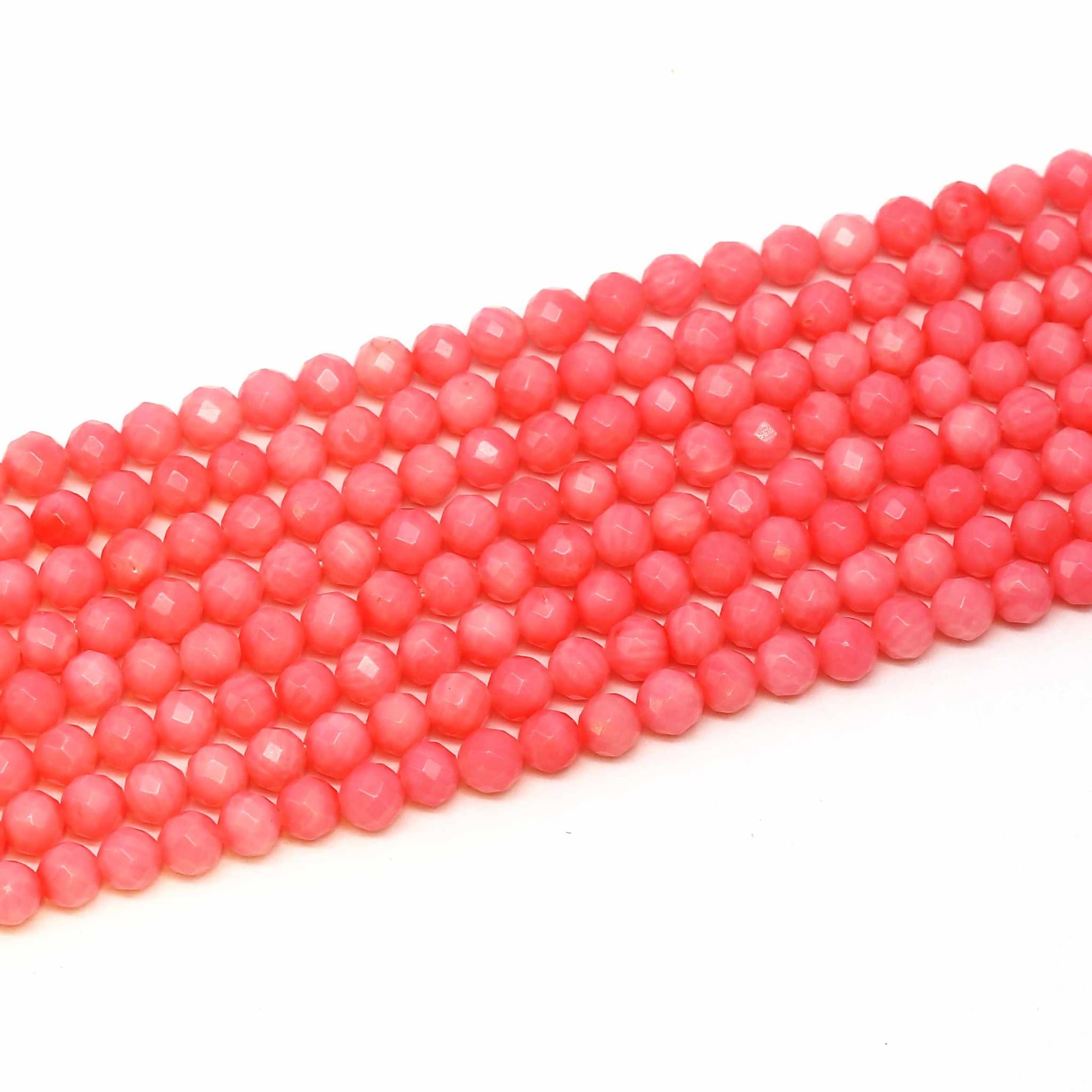 Koralle fac. Kugeln  4mm Strang (pink gefärbt)