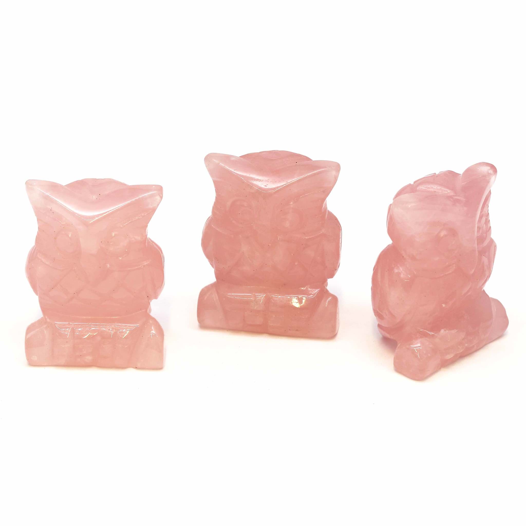 Figurina in Quarzo rosa "Gufo" 4 cm