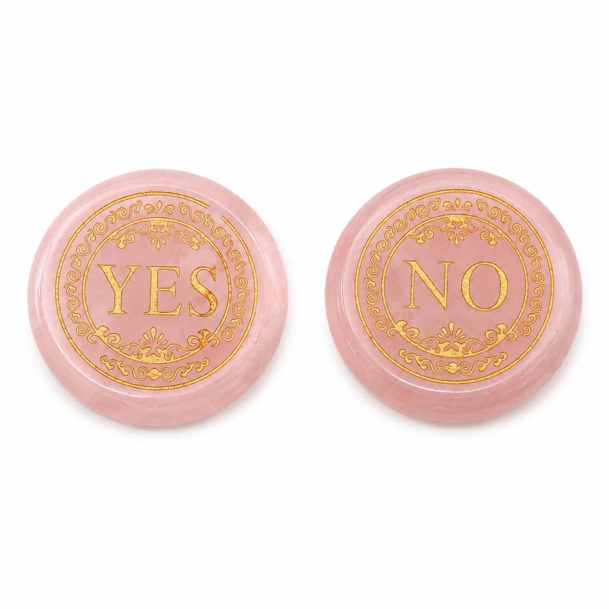 Tondo di quarzo rosa 30x6,5 mm "YES/NO" 