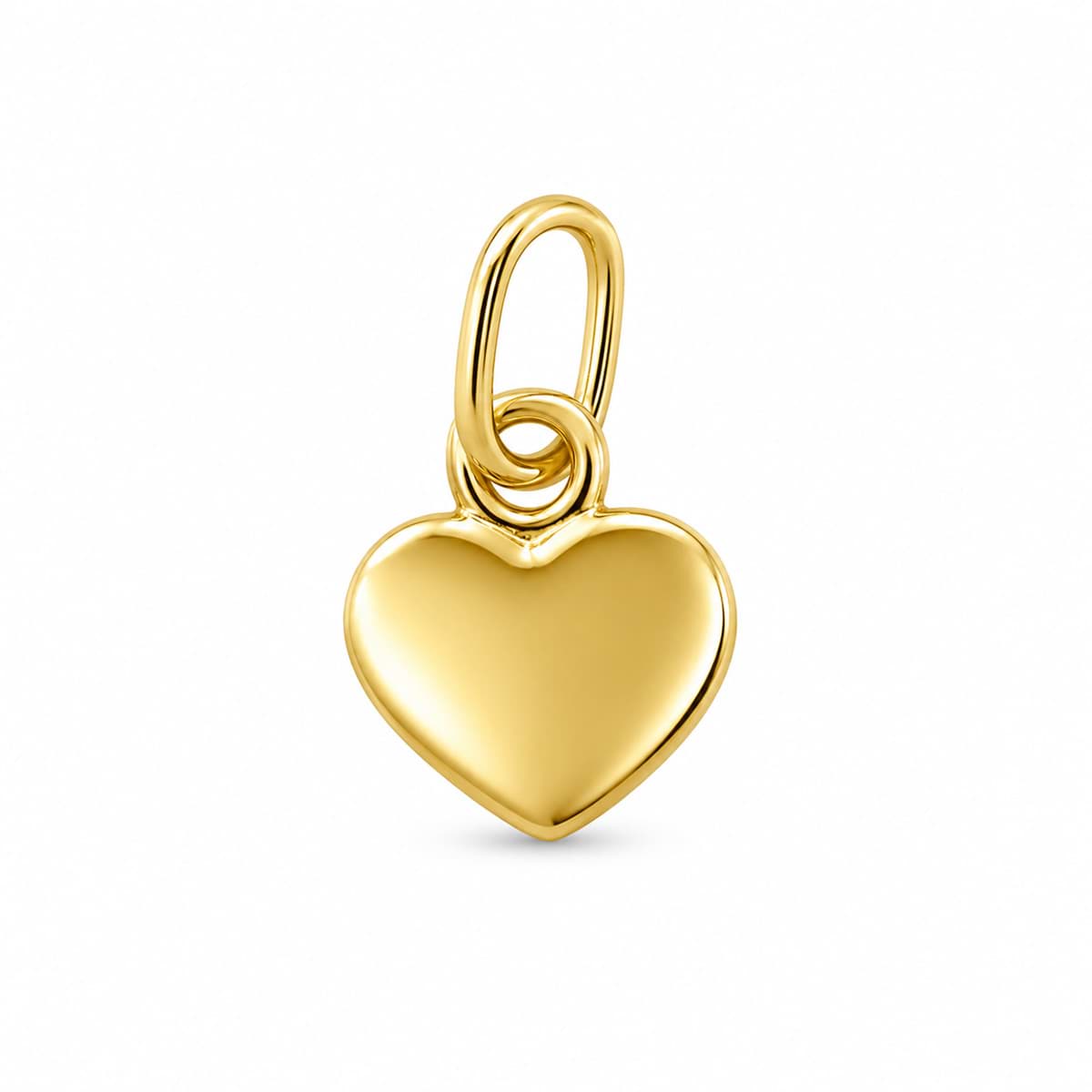 Cuore piatto 6 mm, ciondolo, argento placcato oro 
