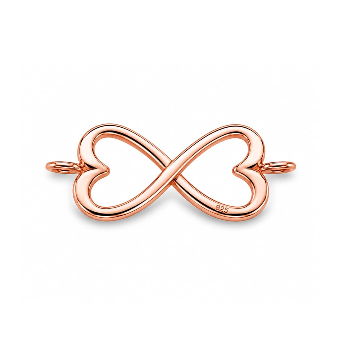 Infinity Herz 27x12mm mit zwei Ringen Anhänger, Silber rosévergoldet
