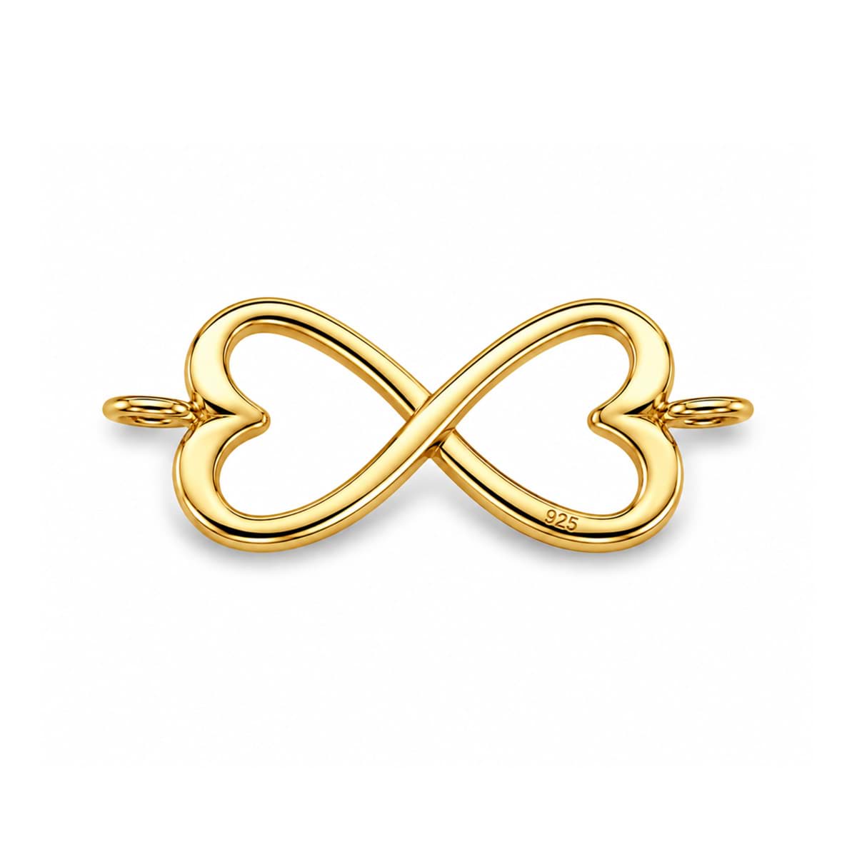 Cuore infinito 27x12 mm con due anelli, argento placcato oro