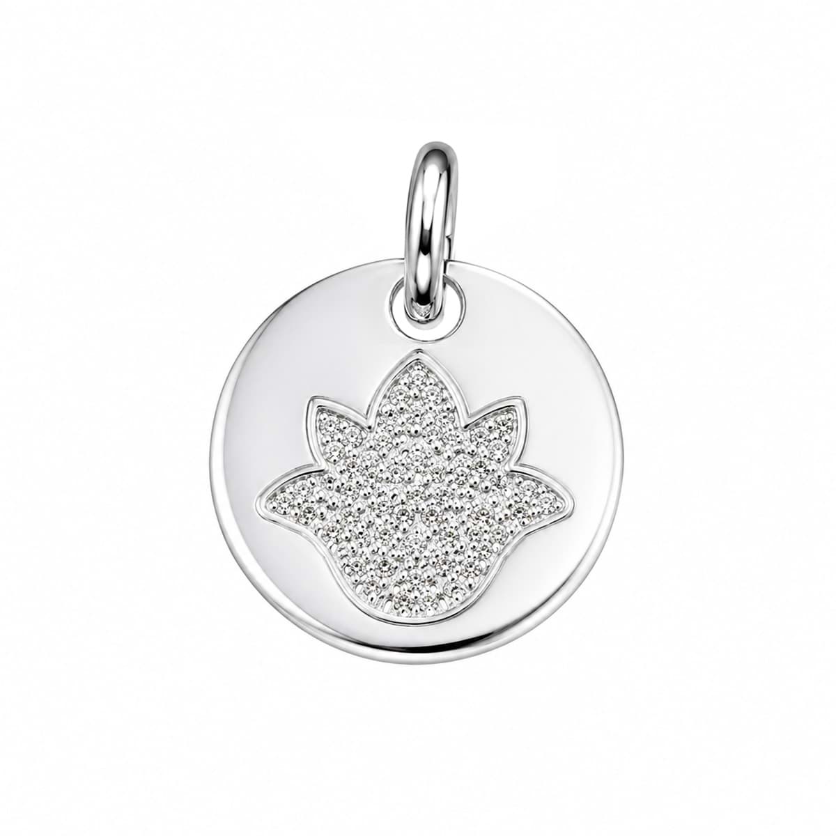 Lotus Blume 11.5mm Stardust Anhänger, Silber 925