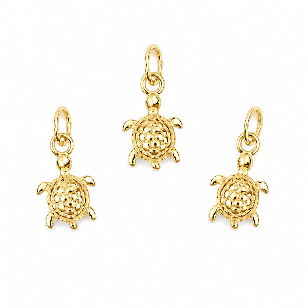 Schildkröte 10mm Anhänger, Silber vergoldet
